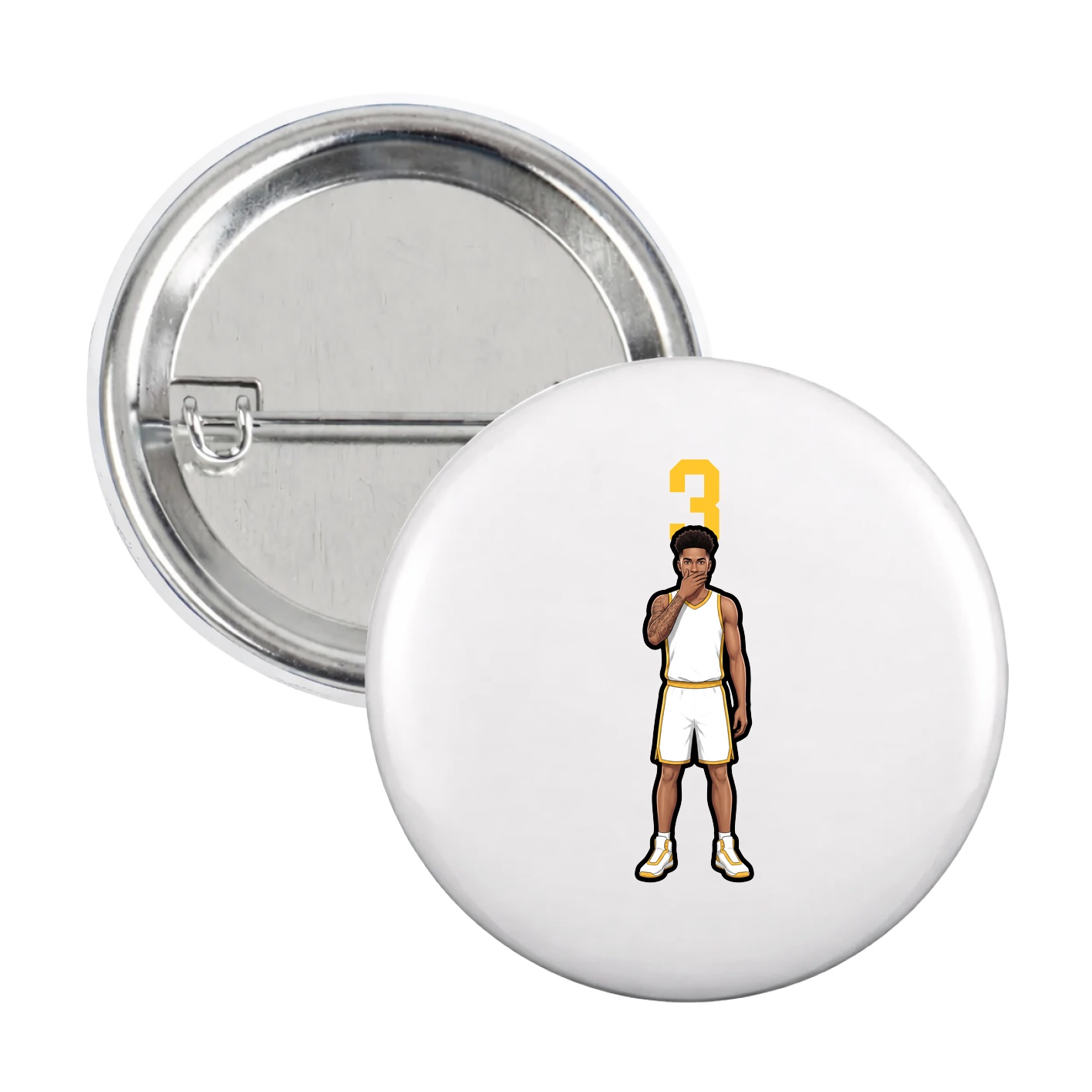 Game Day Button — Number Top in White