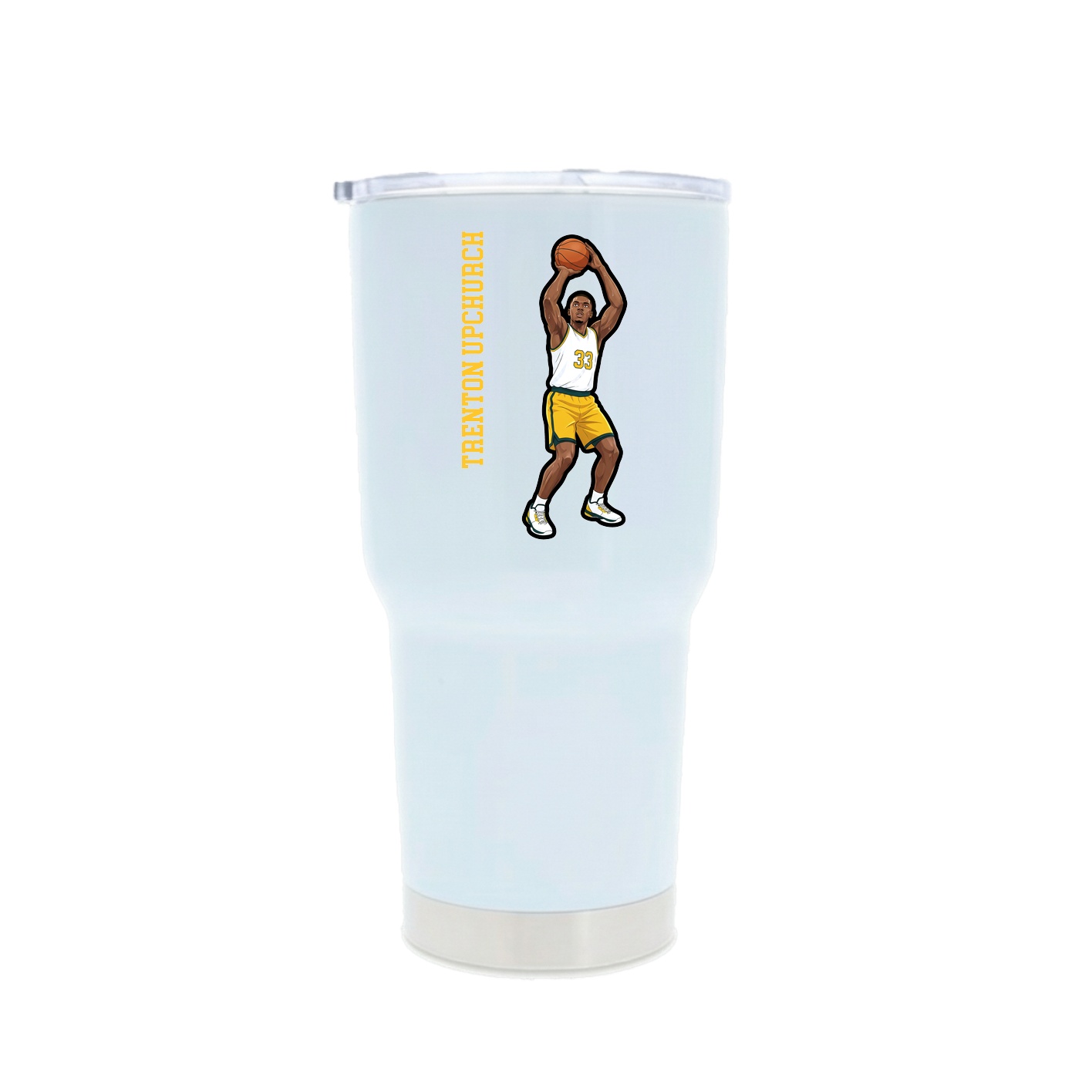 30oz Stainless Steel Tumbler — Name Vertical in White