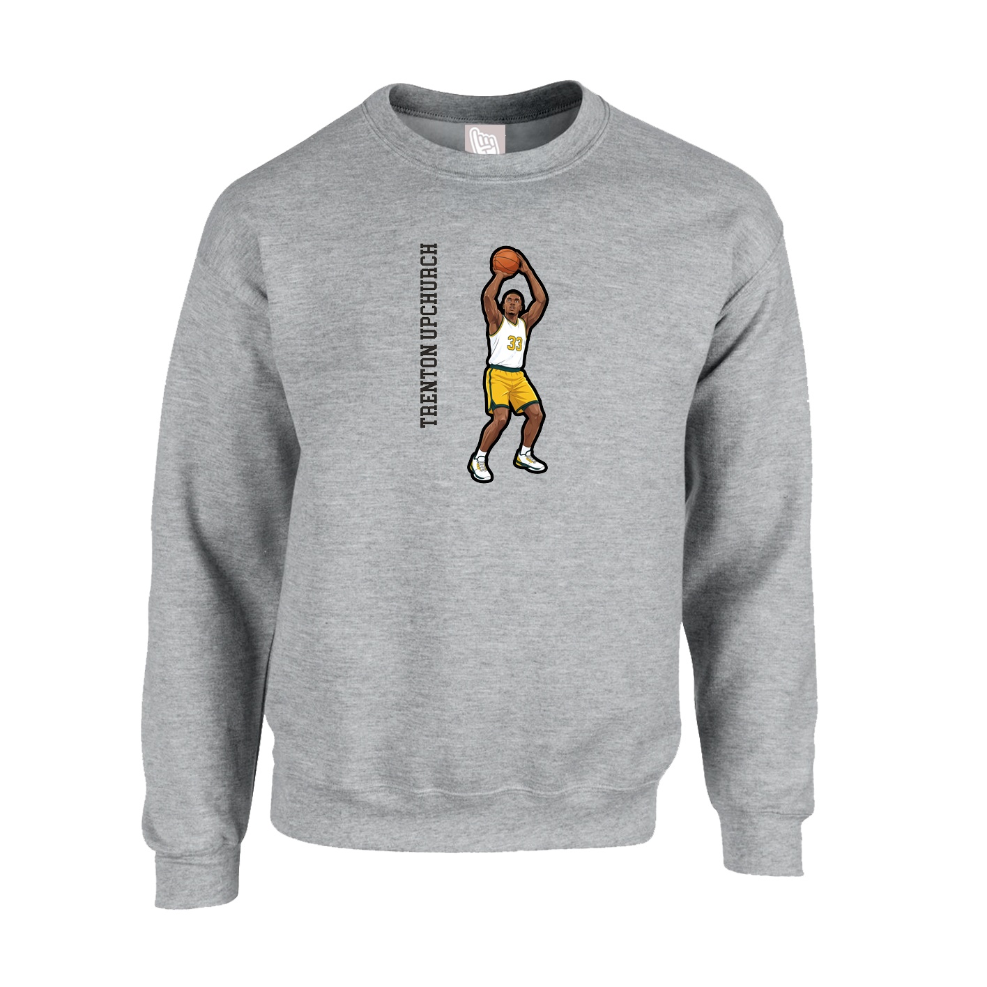 Fleece Crew — Name Vertical in Grey