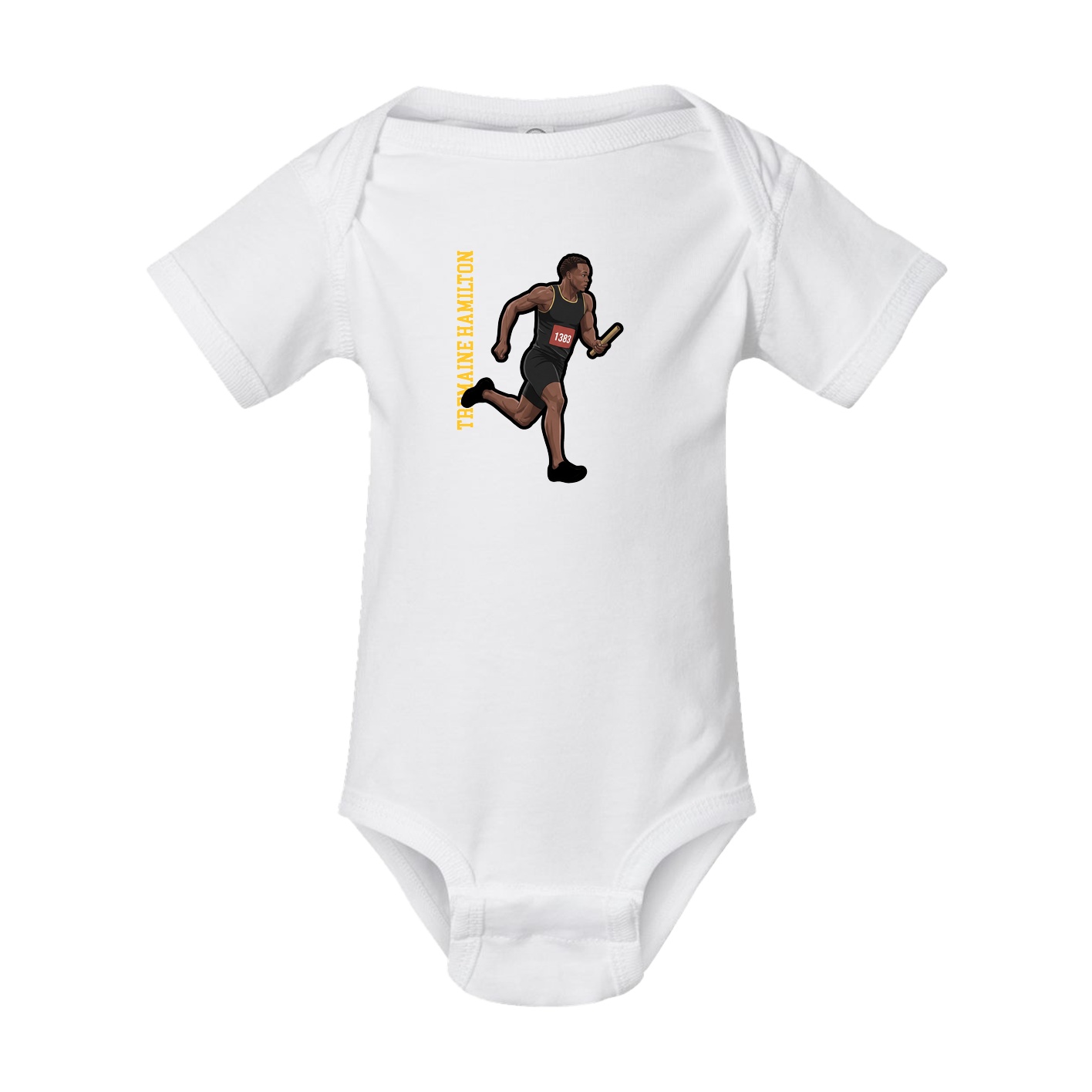 Baby Onesie — Name Vertical in White