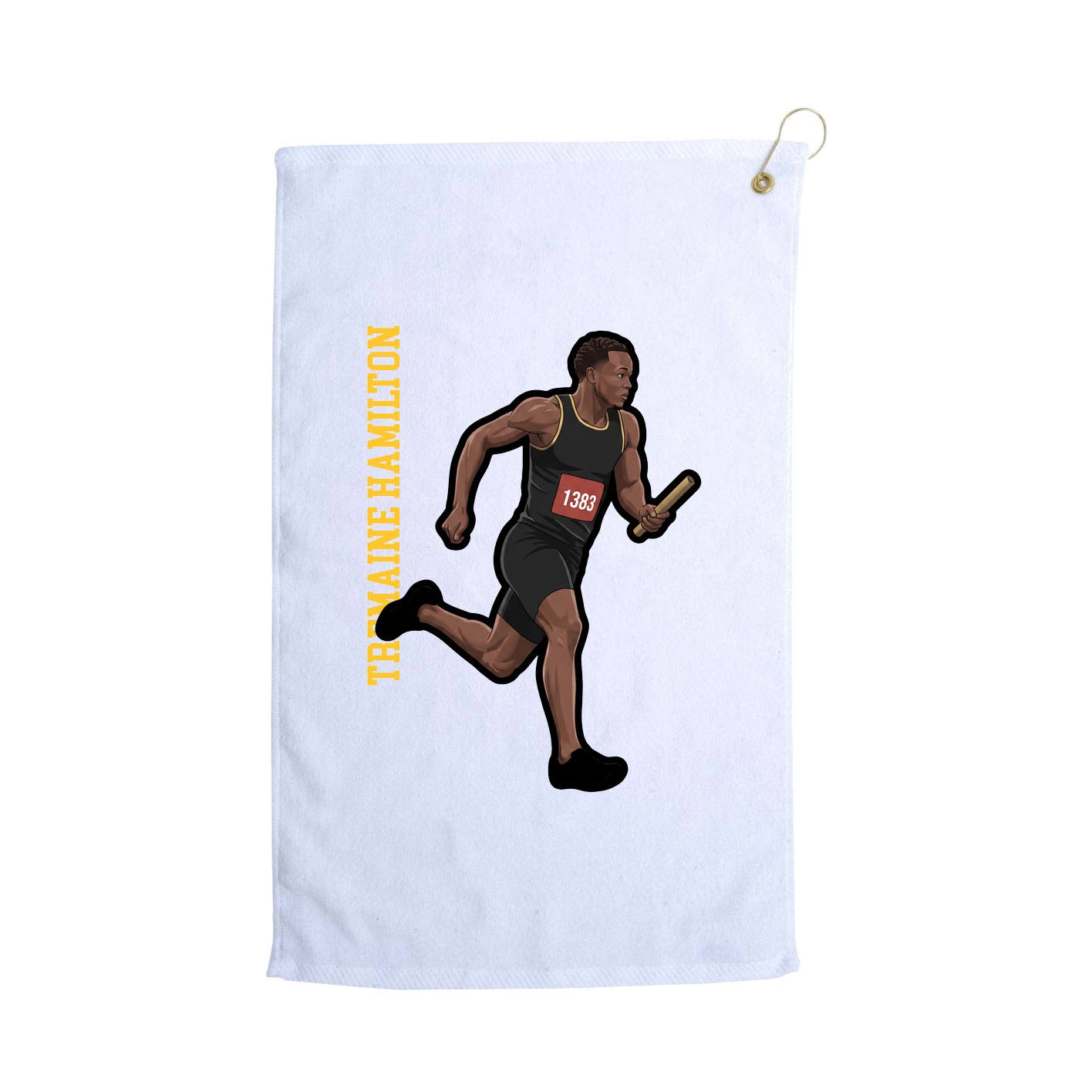 Golf Towel — Name Vertical in White