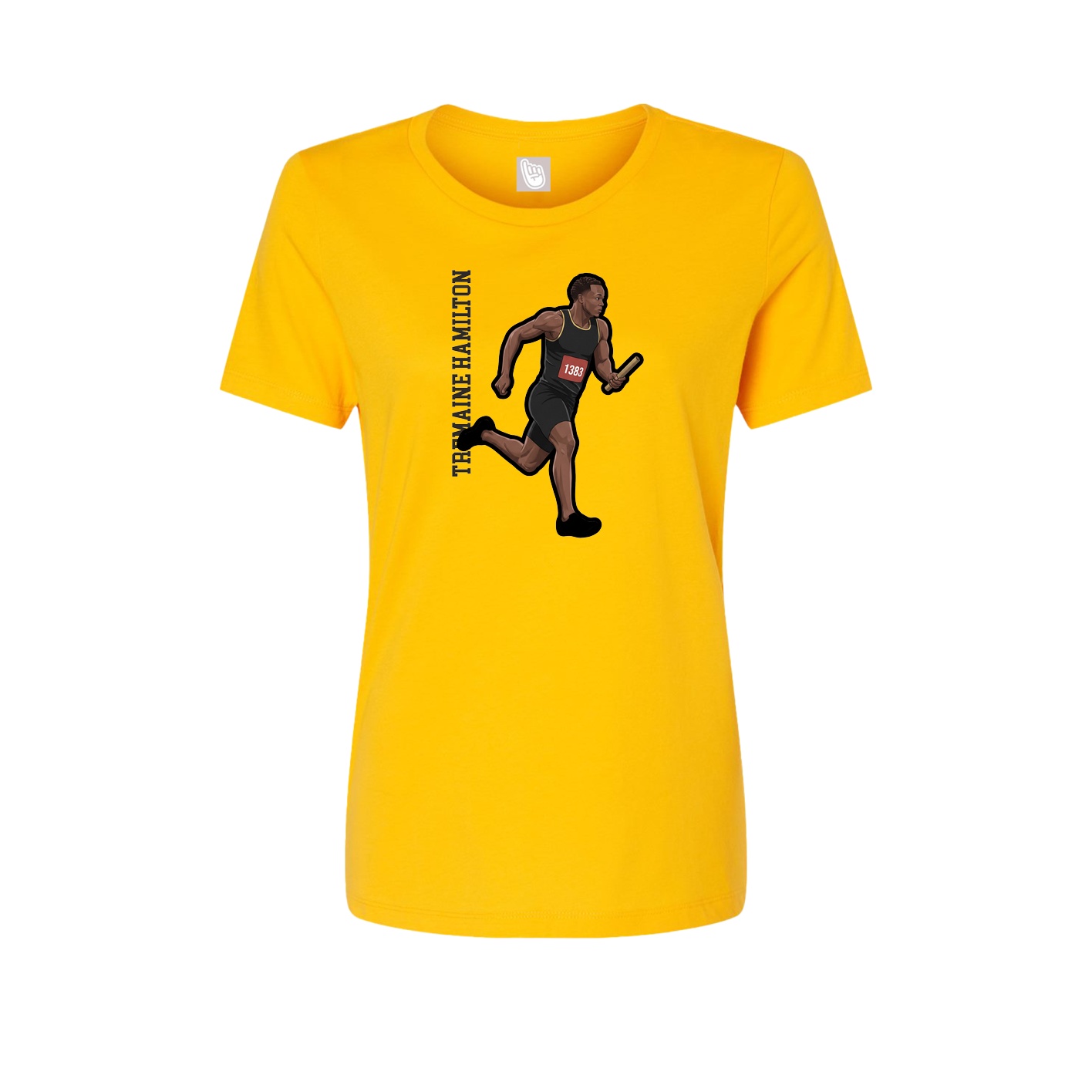 Womens Tee — Name Vertical in Gold