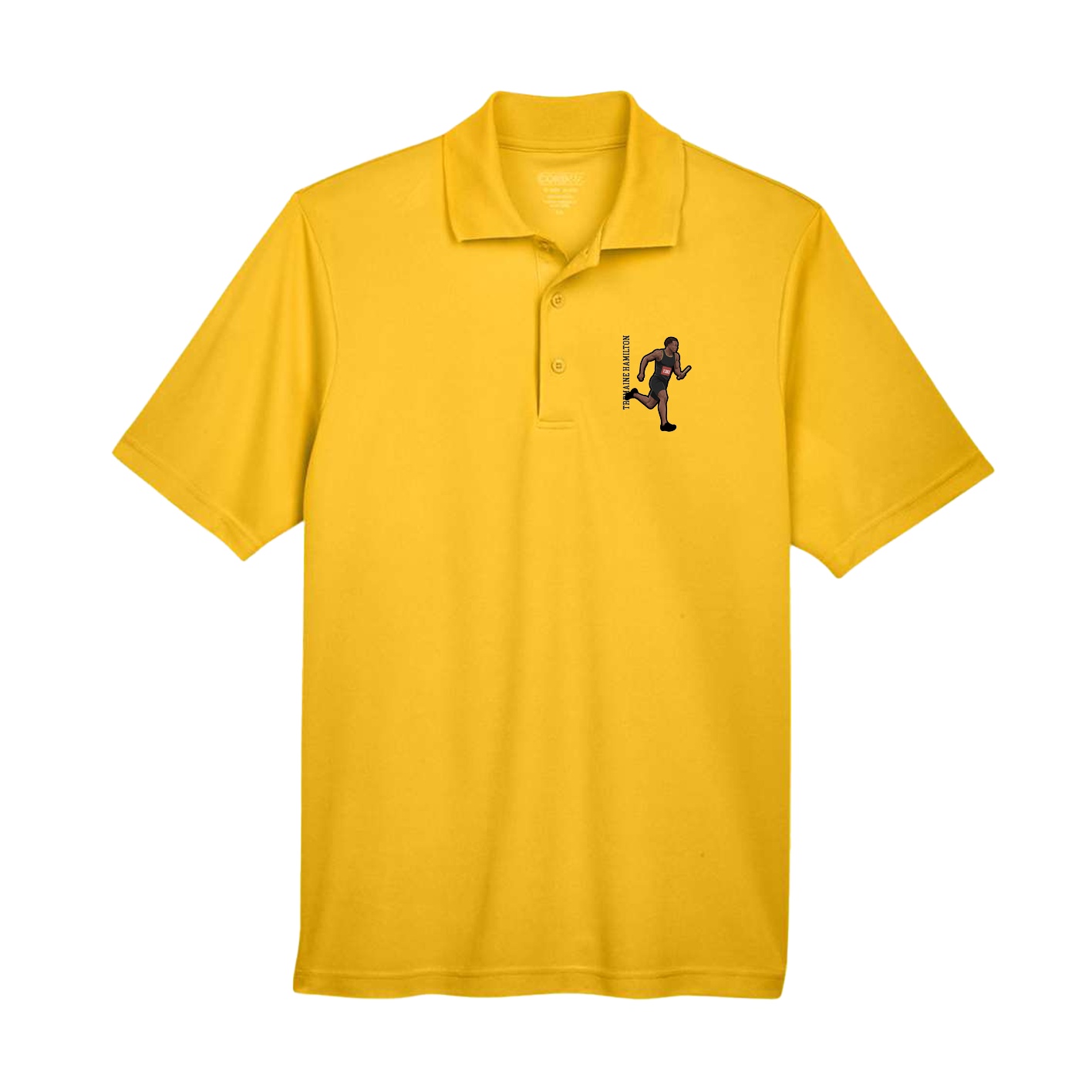 Performance Polo — Name Vertical in Gold