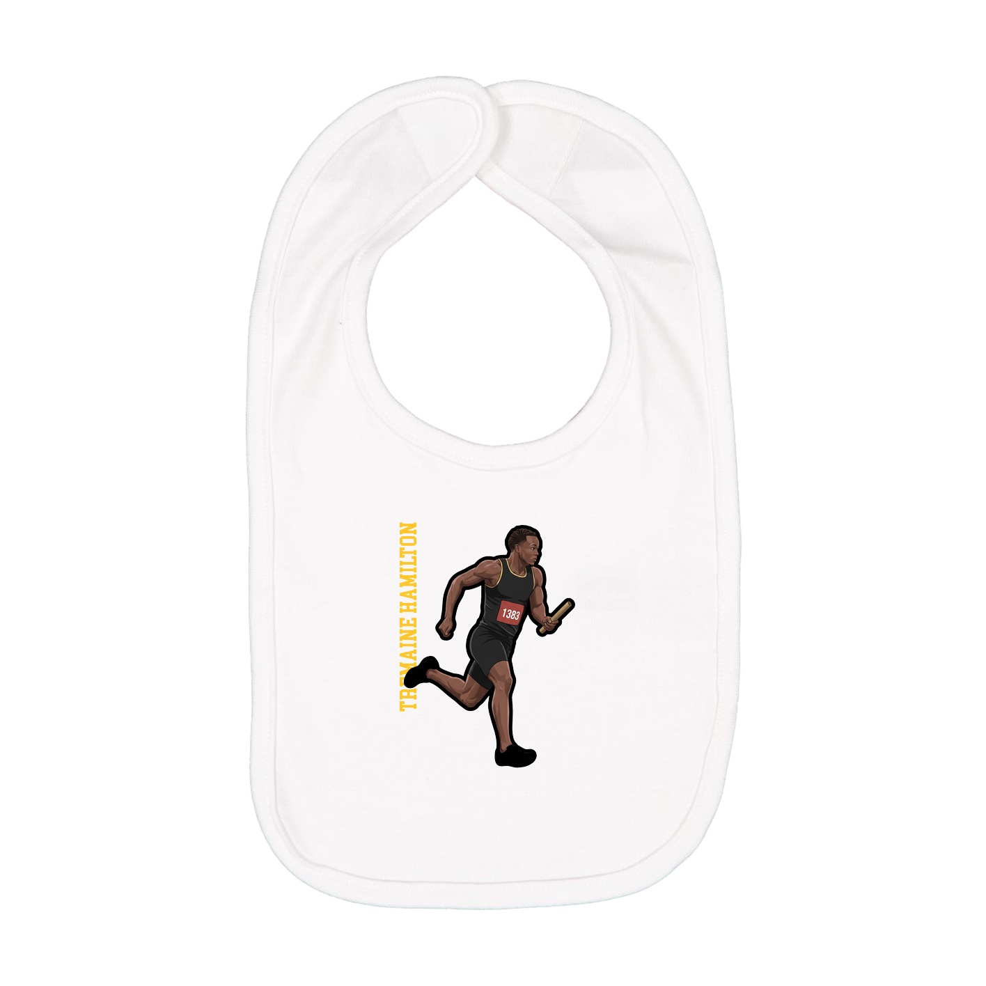 Infant Bib — Name Vertical in White