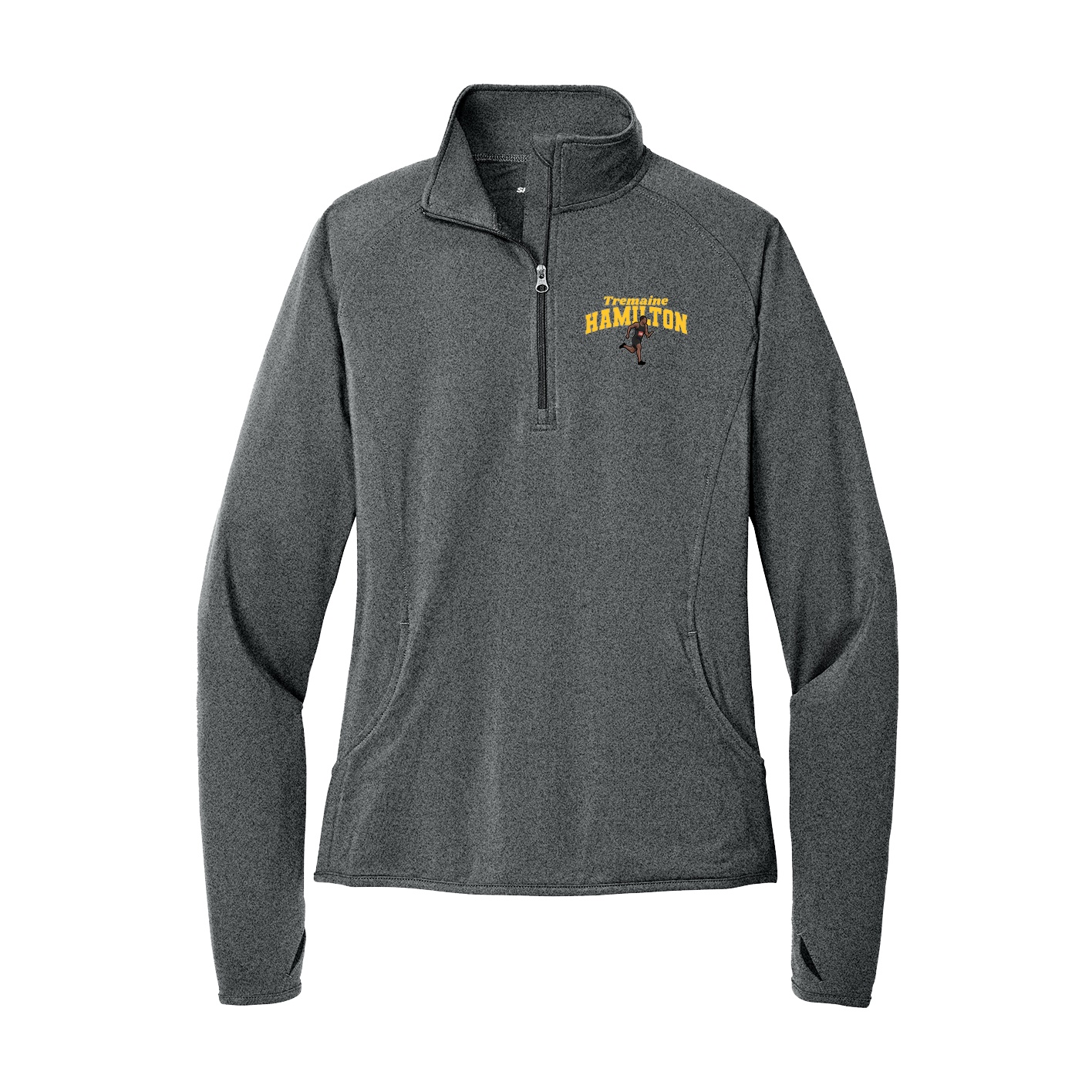 Women's Q-Zip Pullover — Signature Arch in Grey
