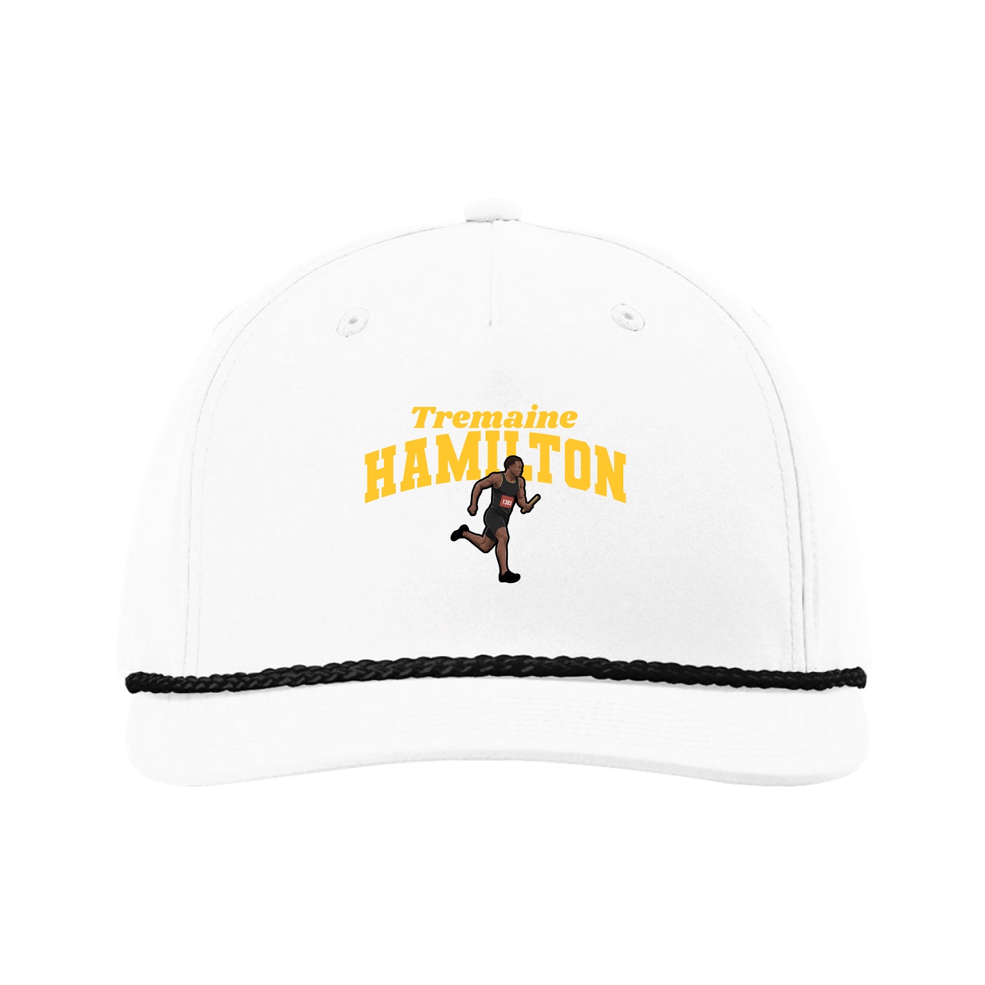 Five-Panel Classic Rope Cap — Signature Arch in White