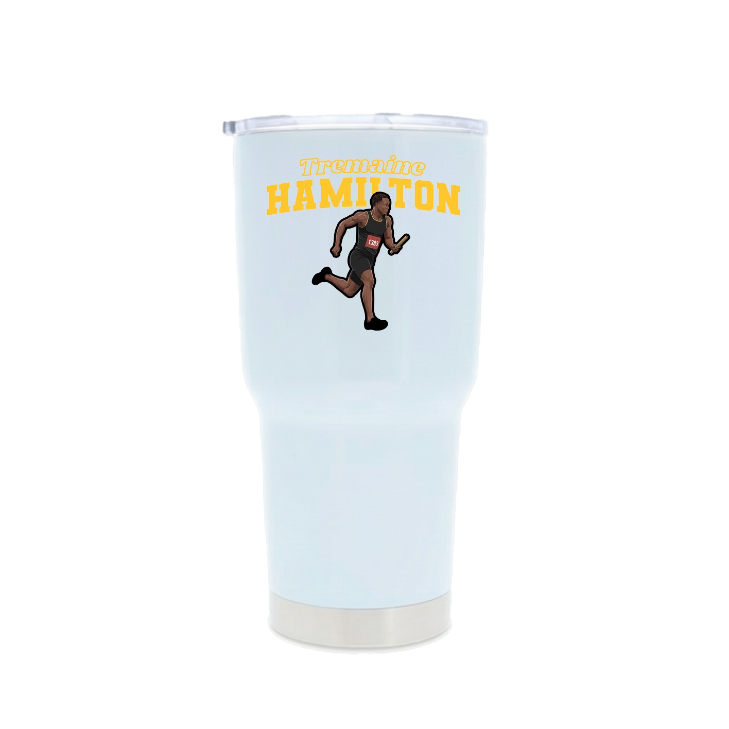 30oz Stainless Steel Tumbler — Name Arch in White