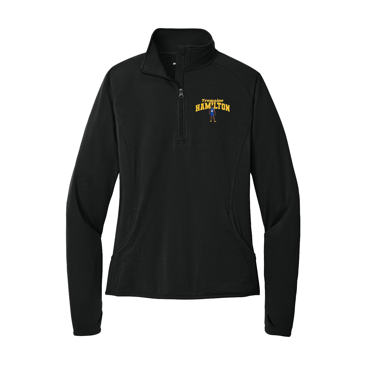 Women's Q-Zip Pullover — Signature Arch in Black