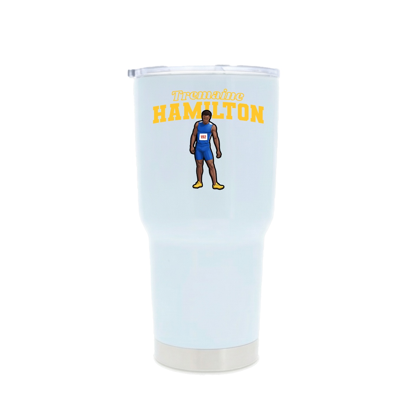 30oz Stainless Steel Tumbler — Name Arch in White