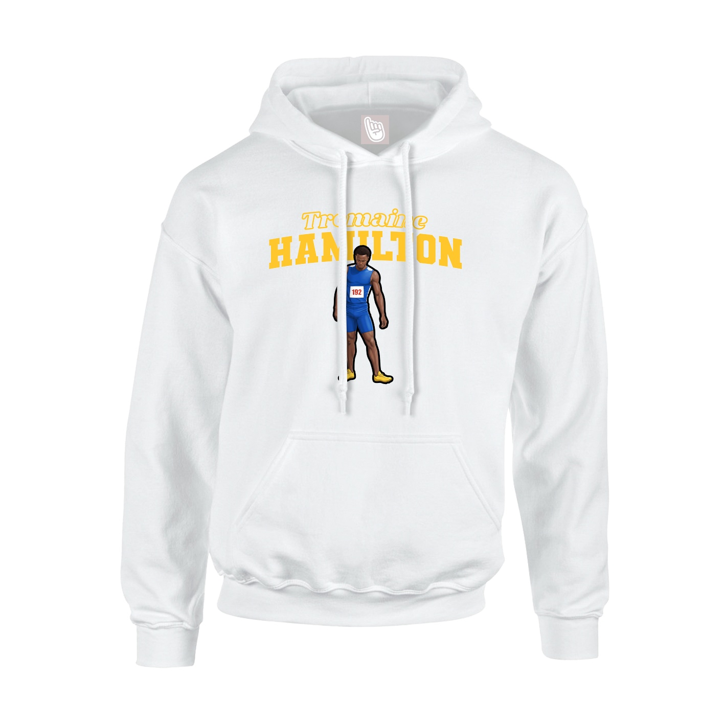 Youth Hoodie — Name Arch in White