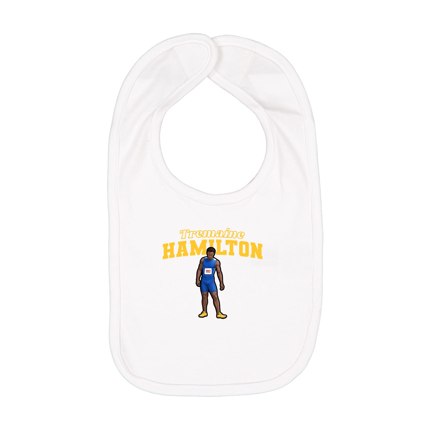 Infant Bib — Name Arch in White