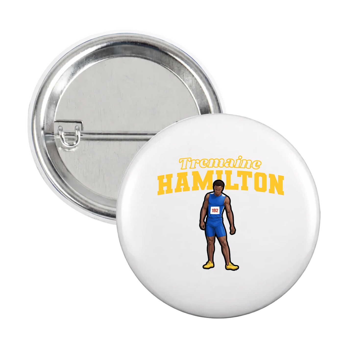 Game Day Button — Name Arch in White