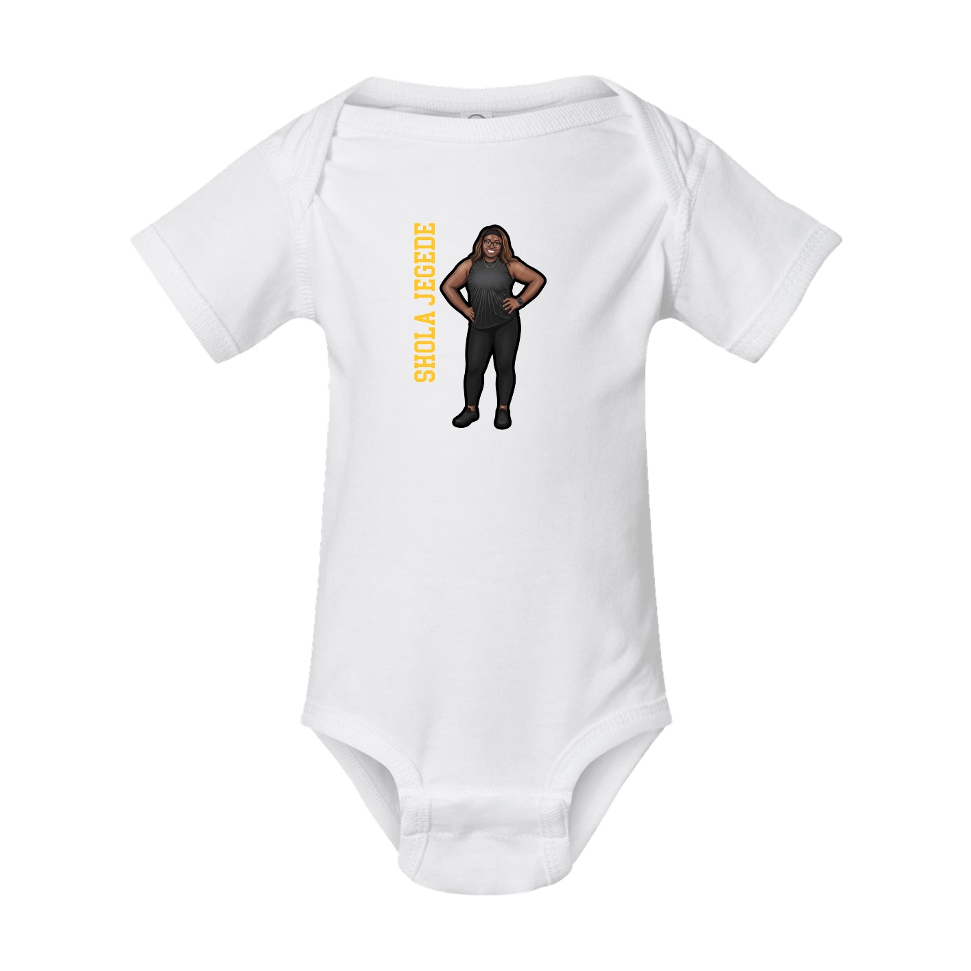 Baby Onesie — Name Vertical in White