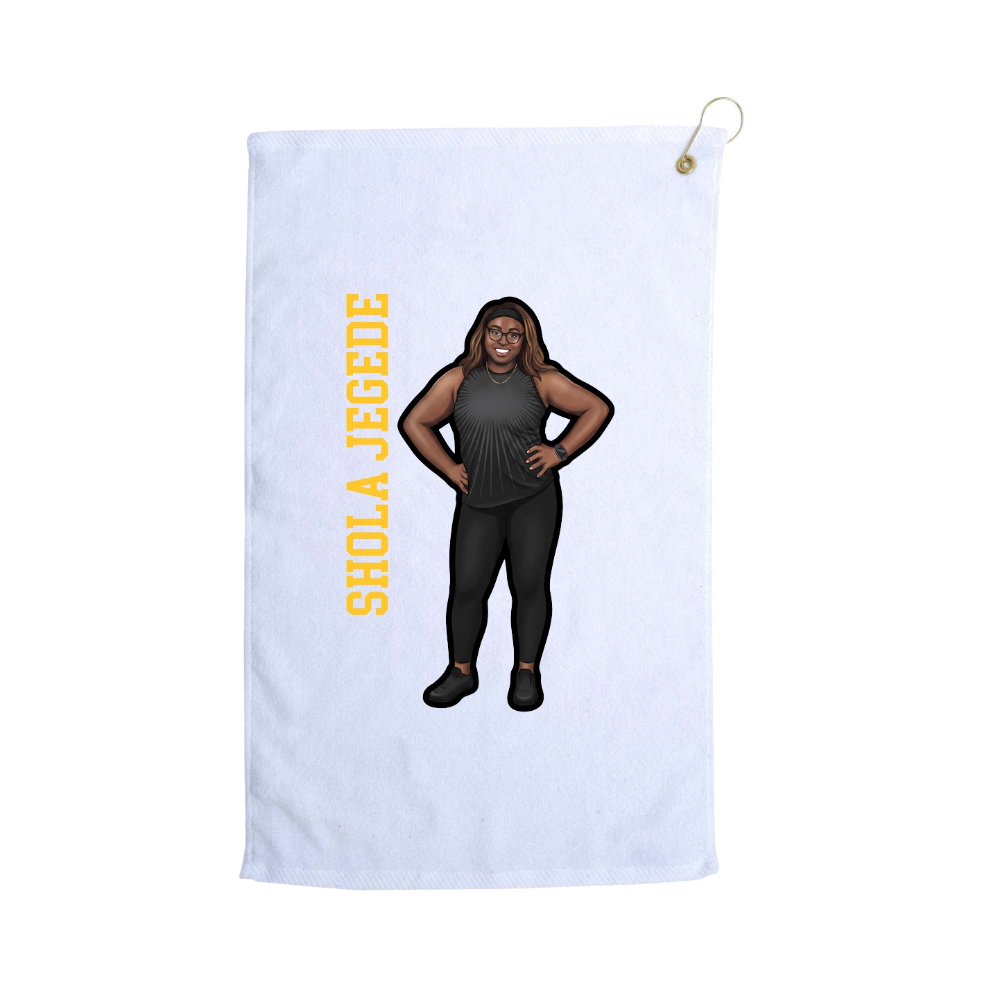 Golf Towel — Name Vertical in White