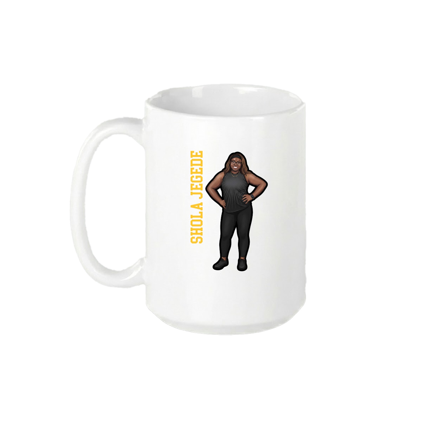 15oz Coffee Mug — Name Vertical in White