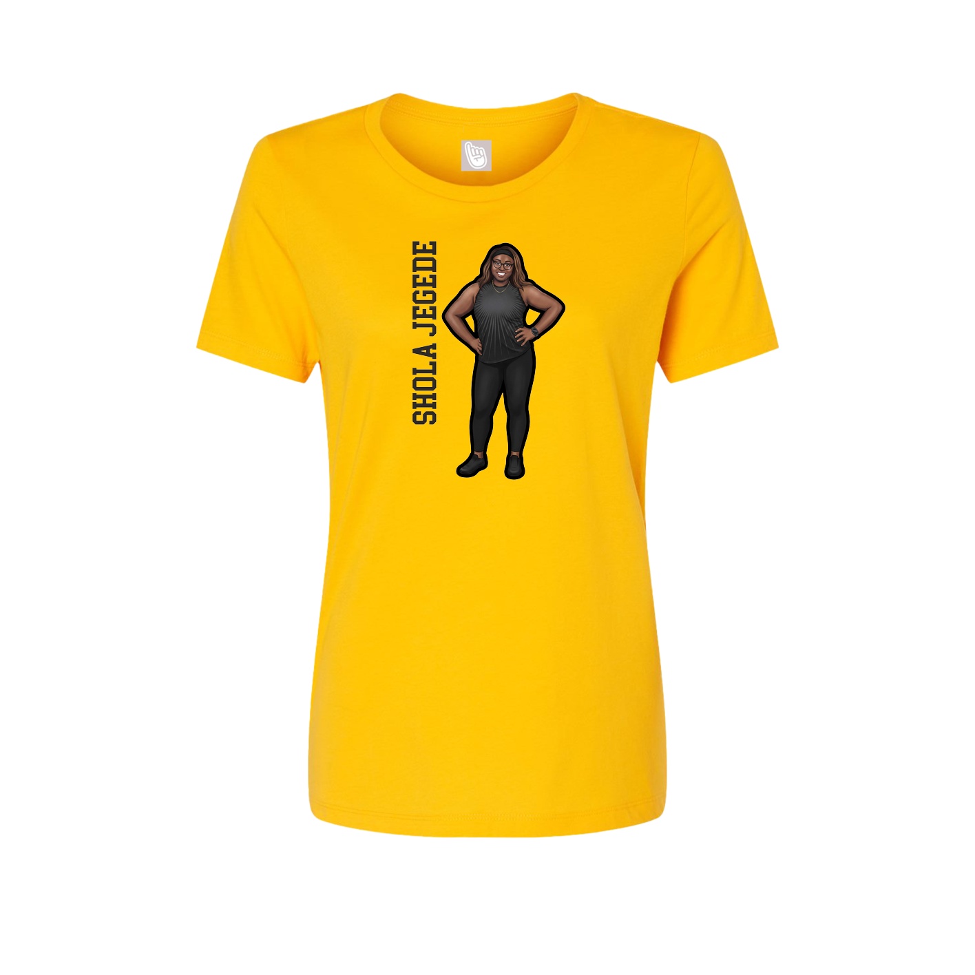 Fitted Women's Tee — Name Vertical in Gold