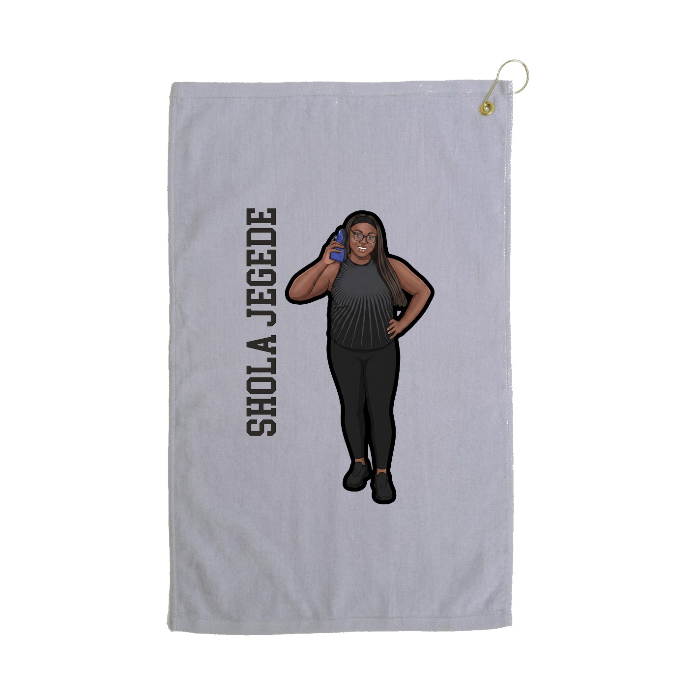 Golf Towel — Name Vertical in Grey