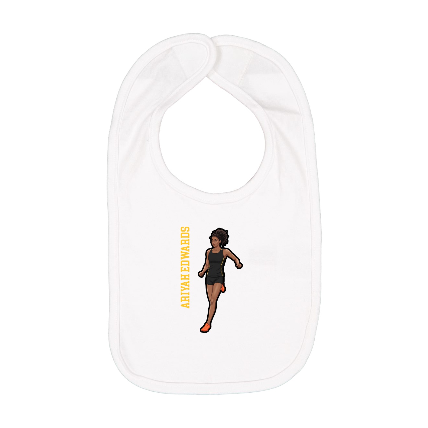 Infant Bib — Name Vertical in White