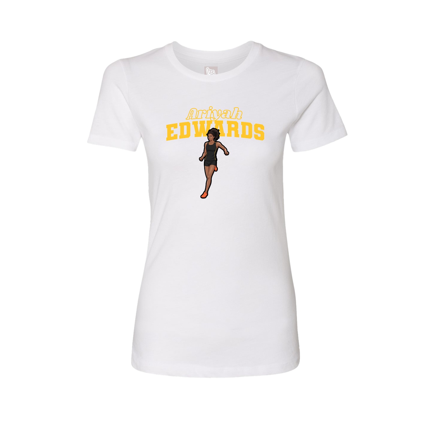 Fitted Women's Tee — Name Arch in White