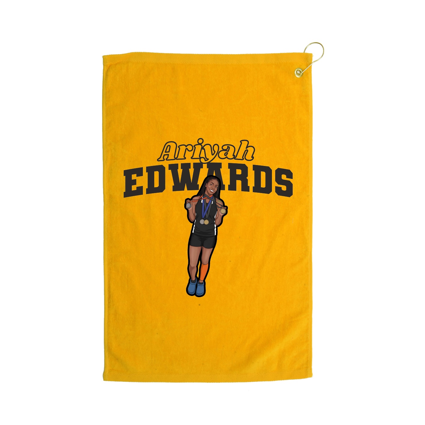 Golf Towel — Name Arch in Gold
