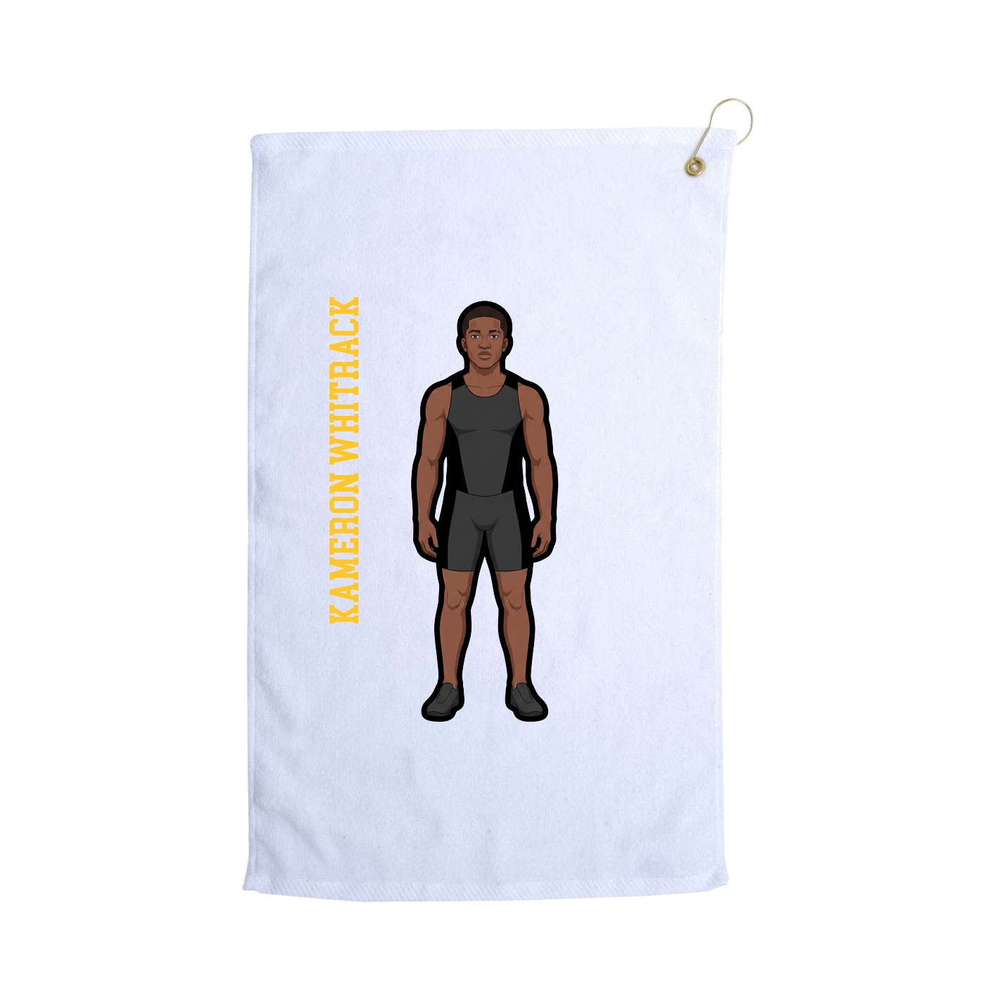 Golf Towel — Name Vertical in White