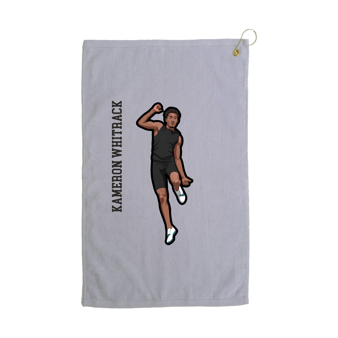 Golf Towel — Name Vertical in Grey