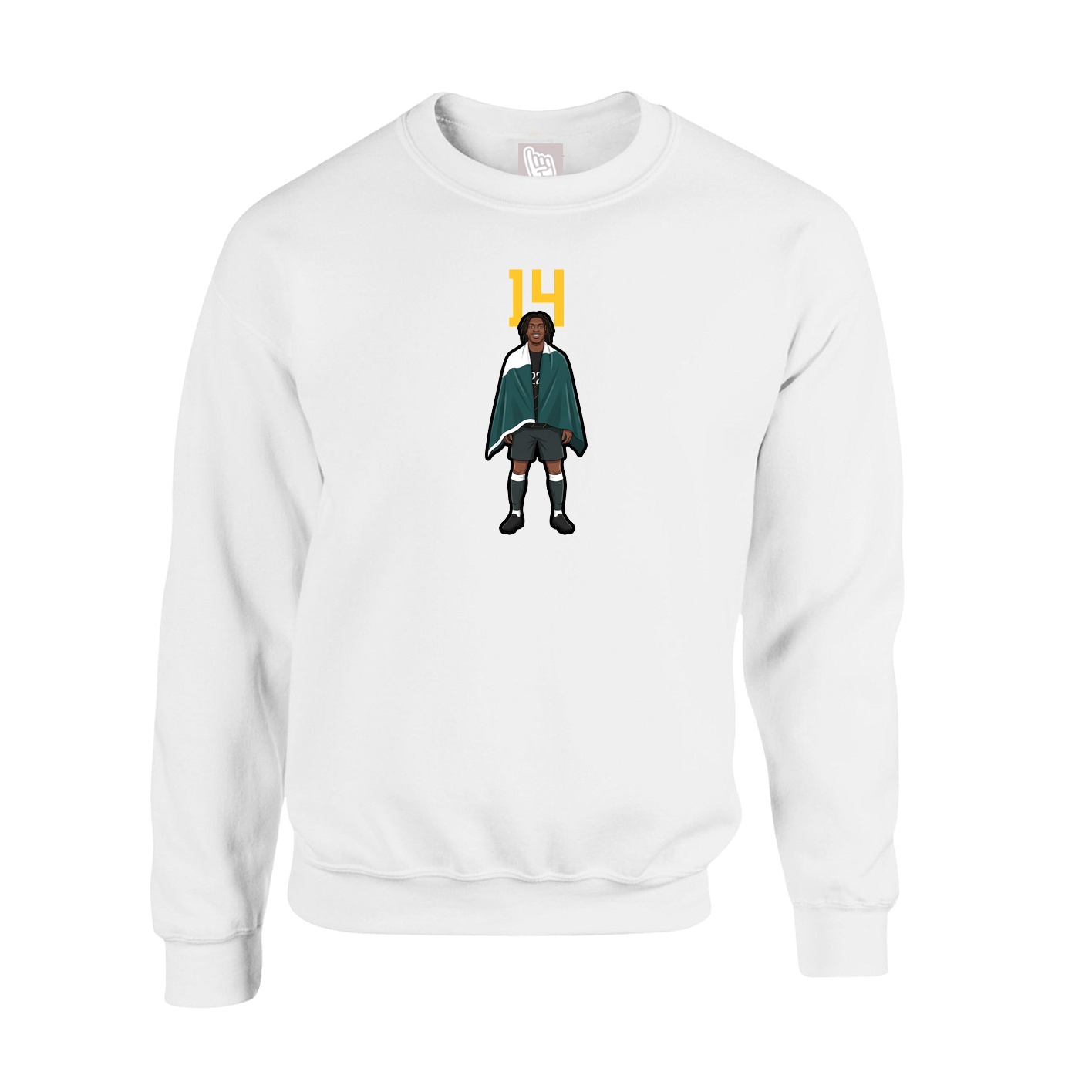 Fleece Crew — Number Top in White