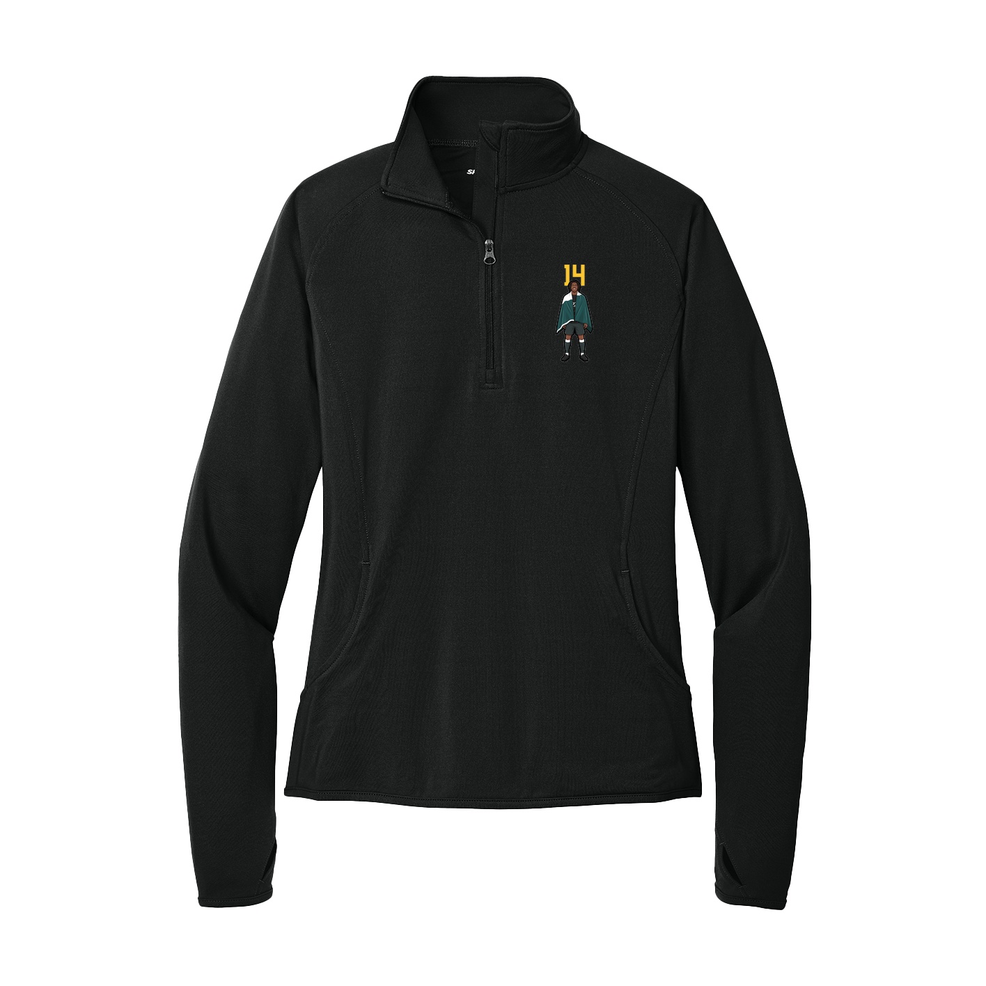 Women's Q-Zip Pullover — Number Top in Black