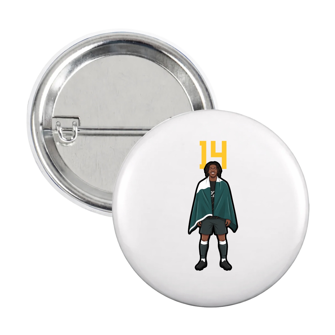 Game Day Button — Number Top in White