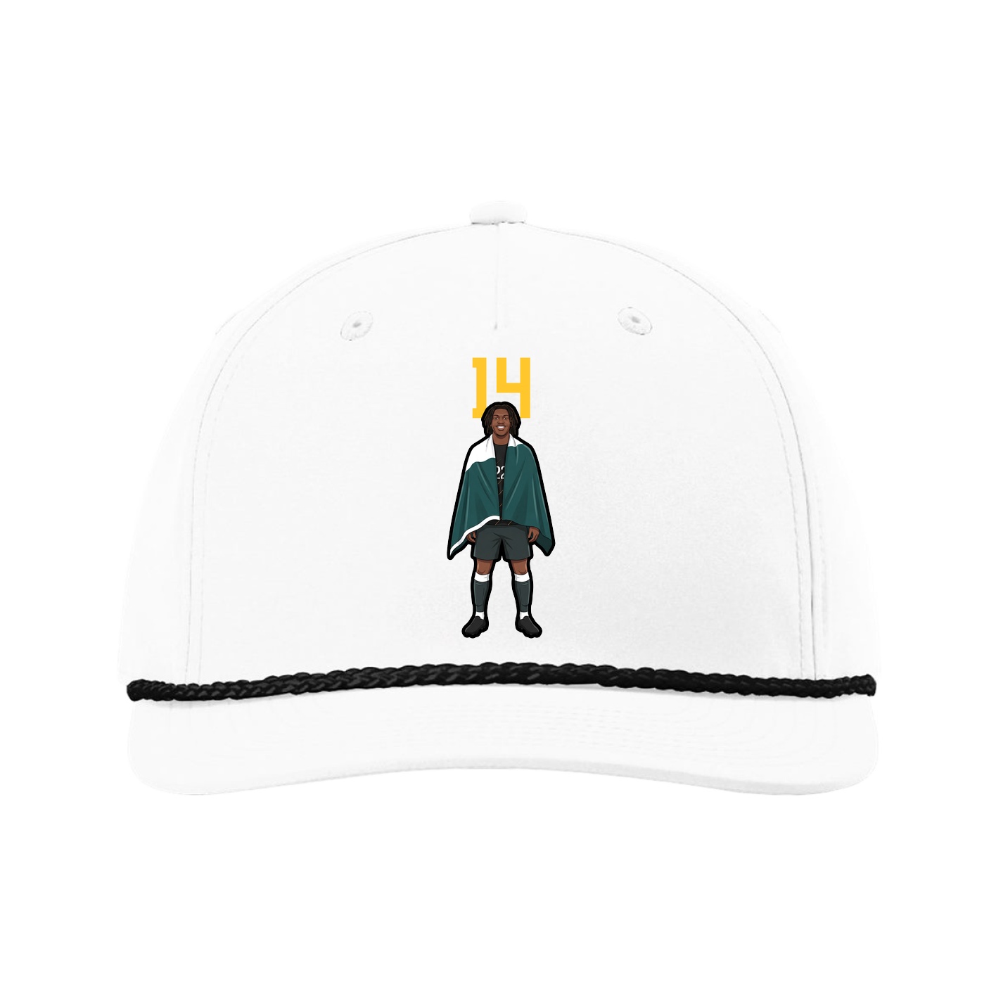 Five-Panel Classic Rope Cap — Number Top in White