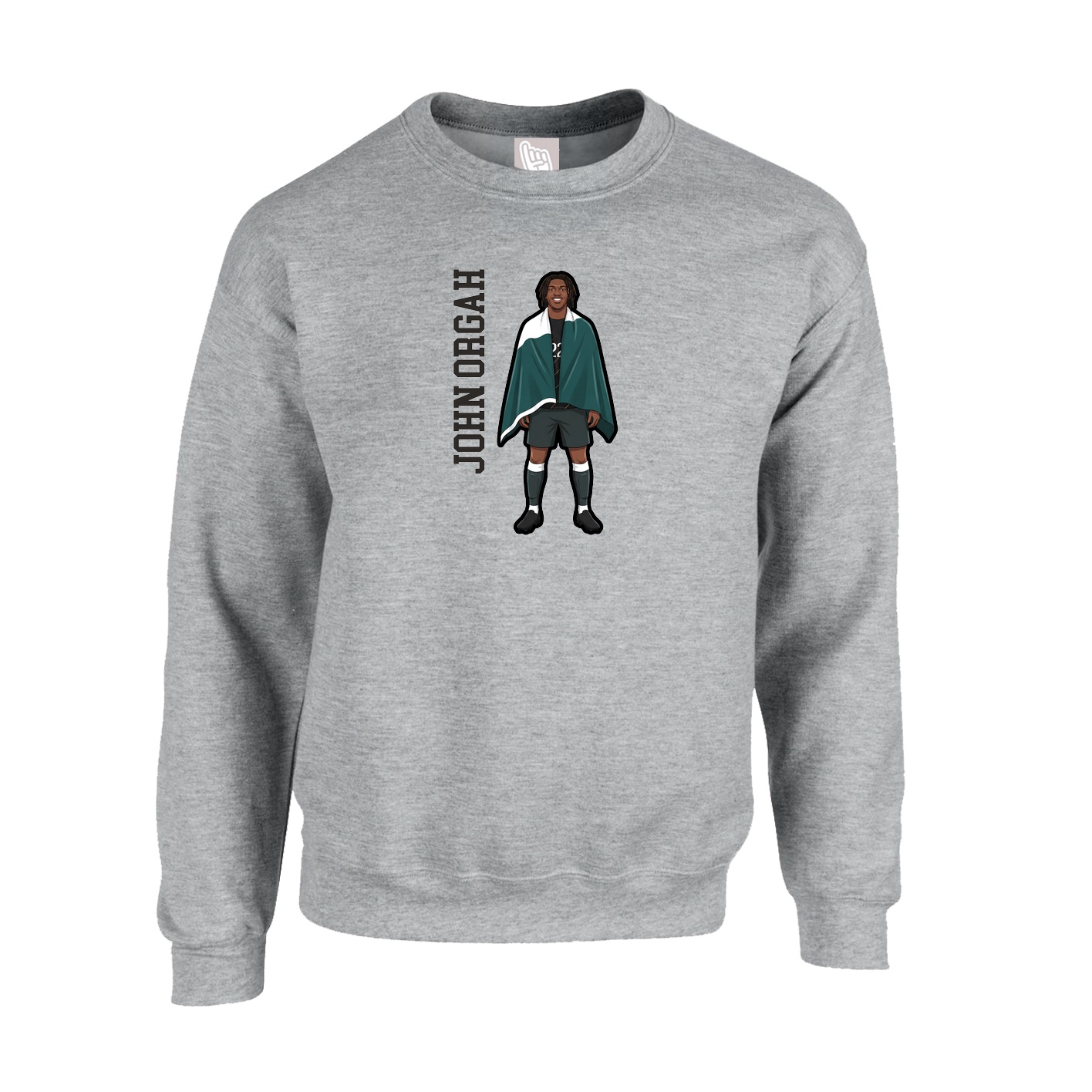 Fleece Crew — Name Vertical in Grey