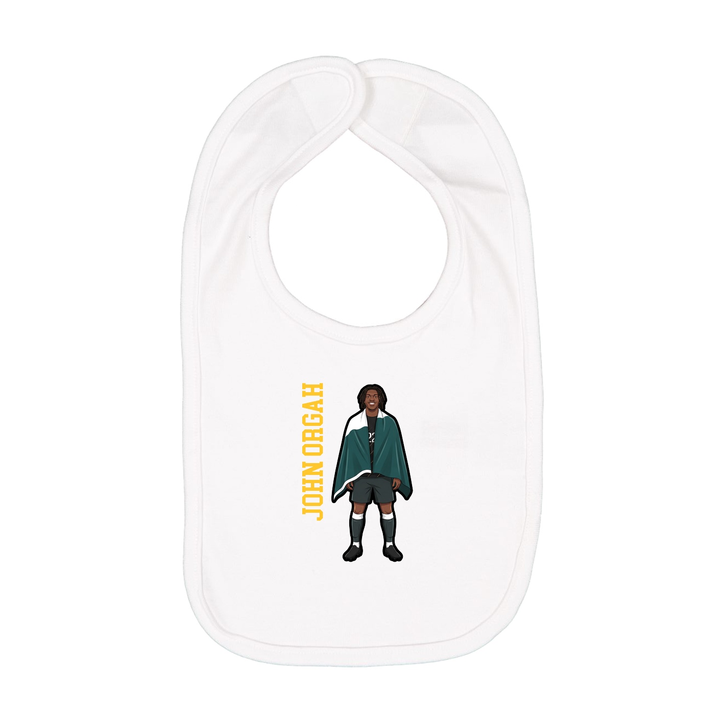 Infant Bib — Name Vertical in White