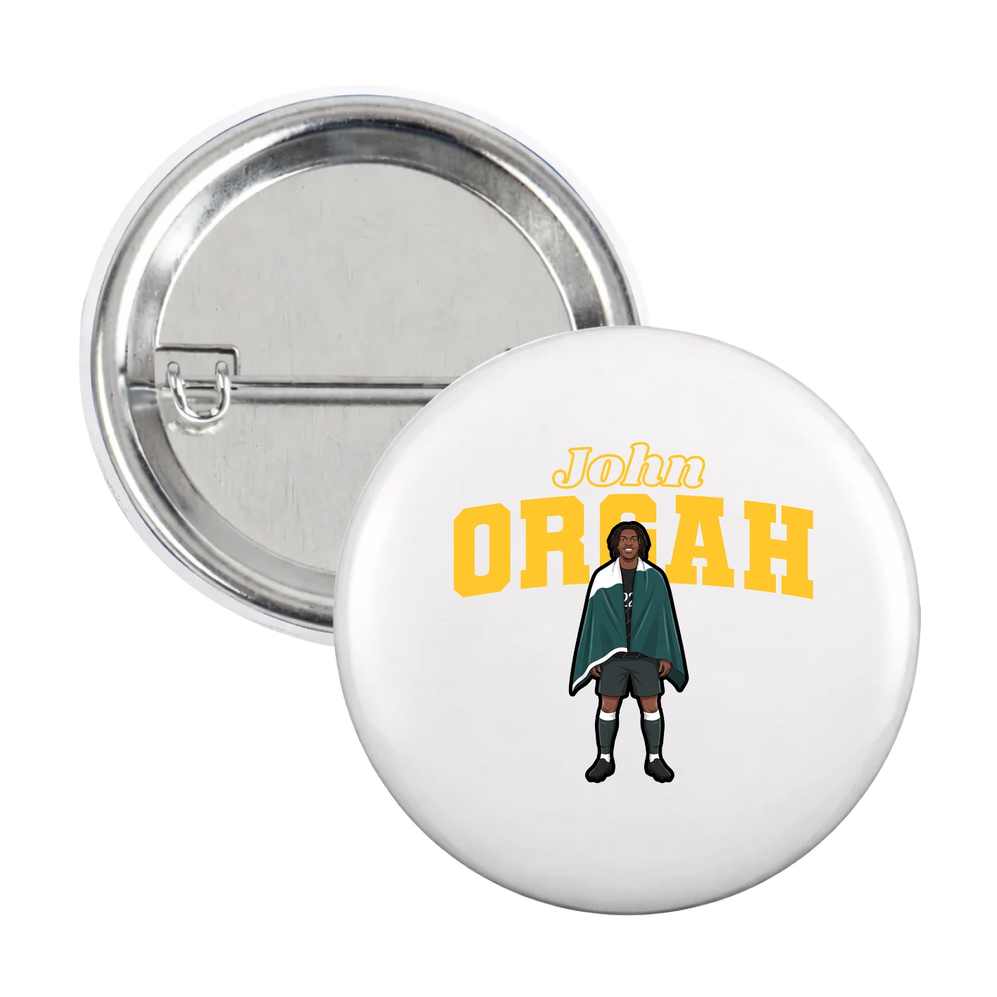 Game Day Button — Name Arch in White