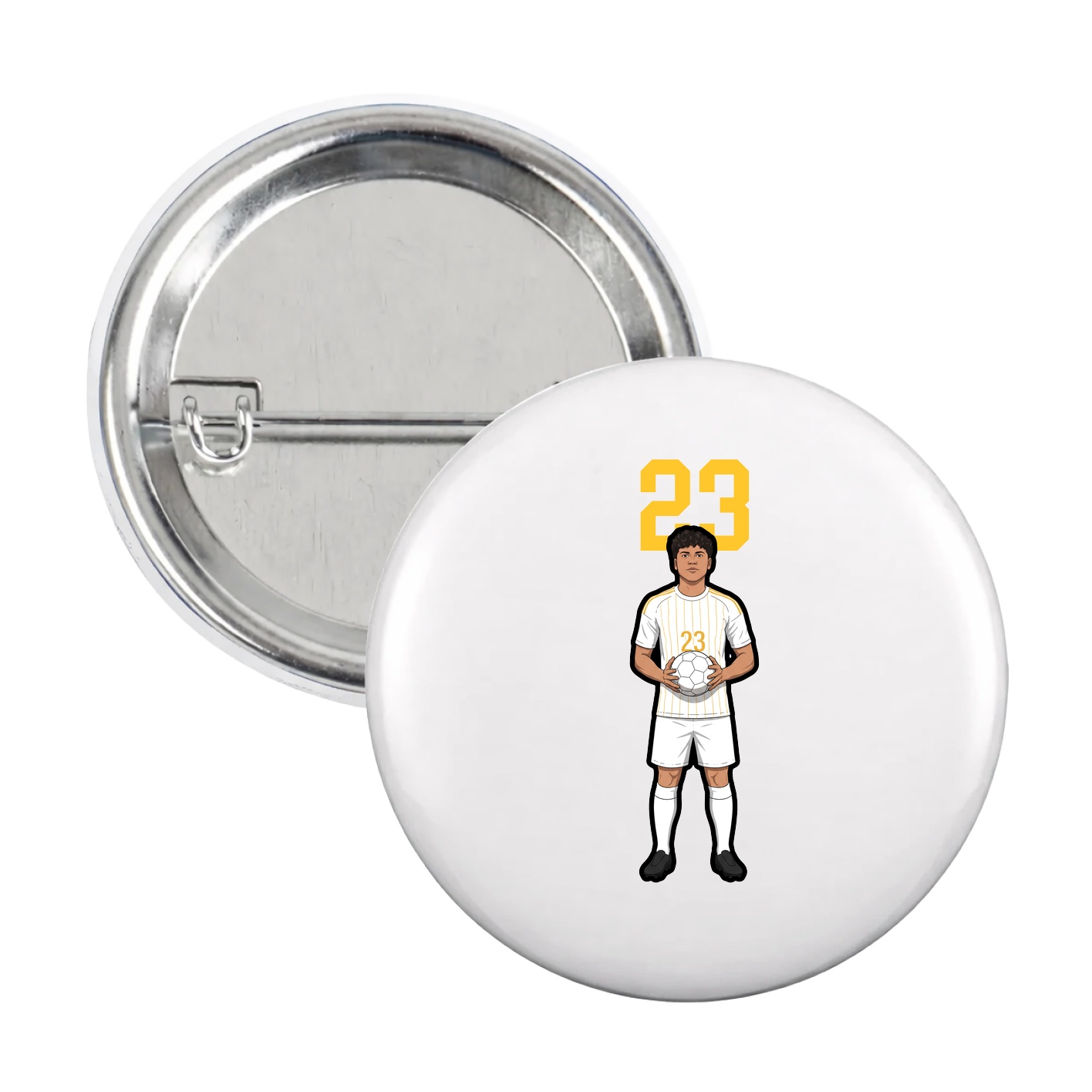 Game Day Button — Number Top in White