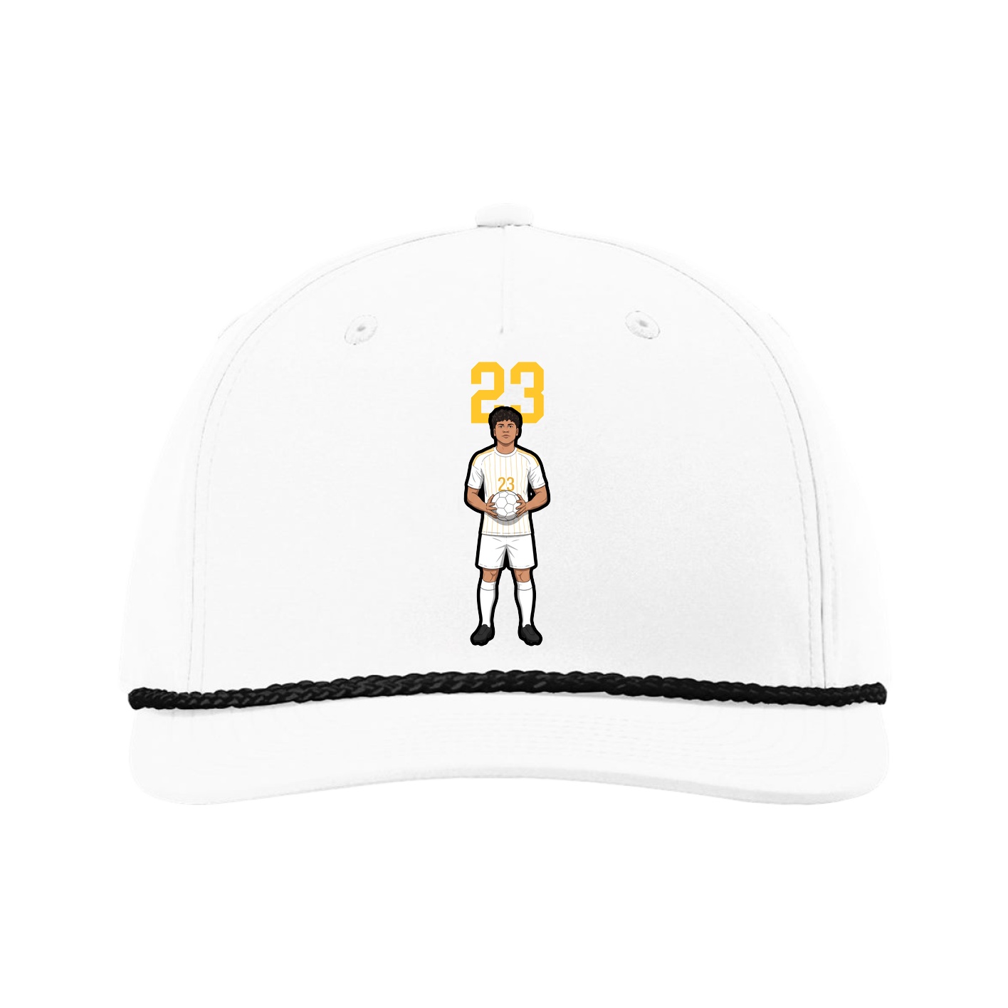 Five-Panel Classic Rope Cap — Number Top in White