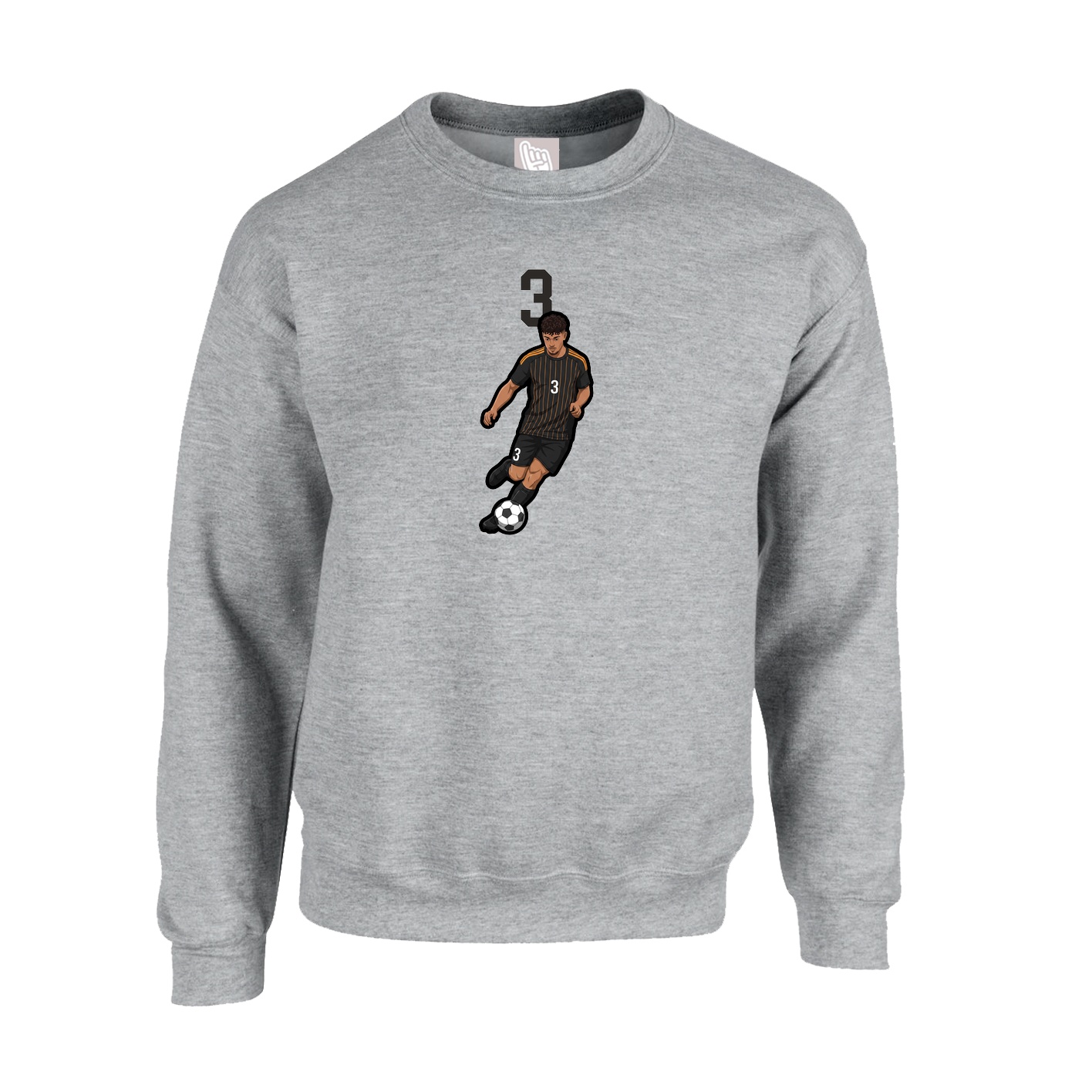 Fleece Crew — Number Top in Grey