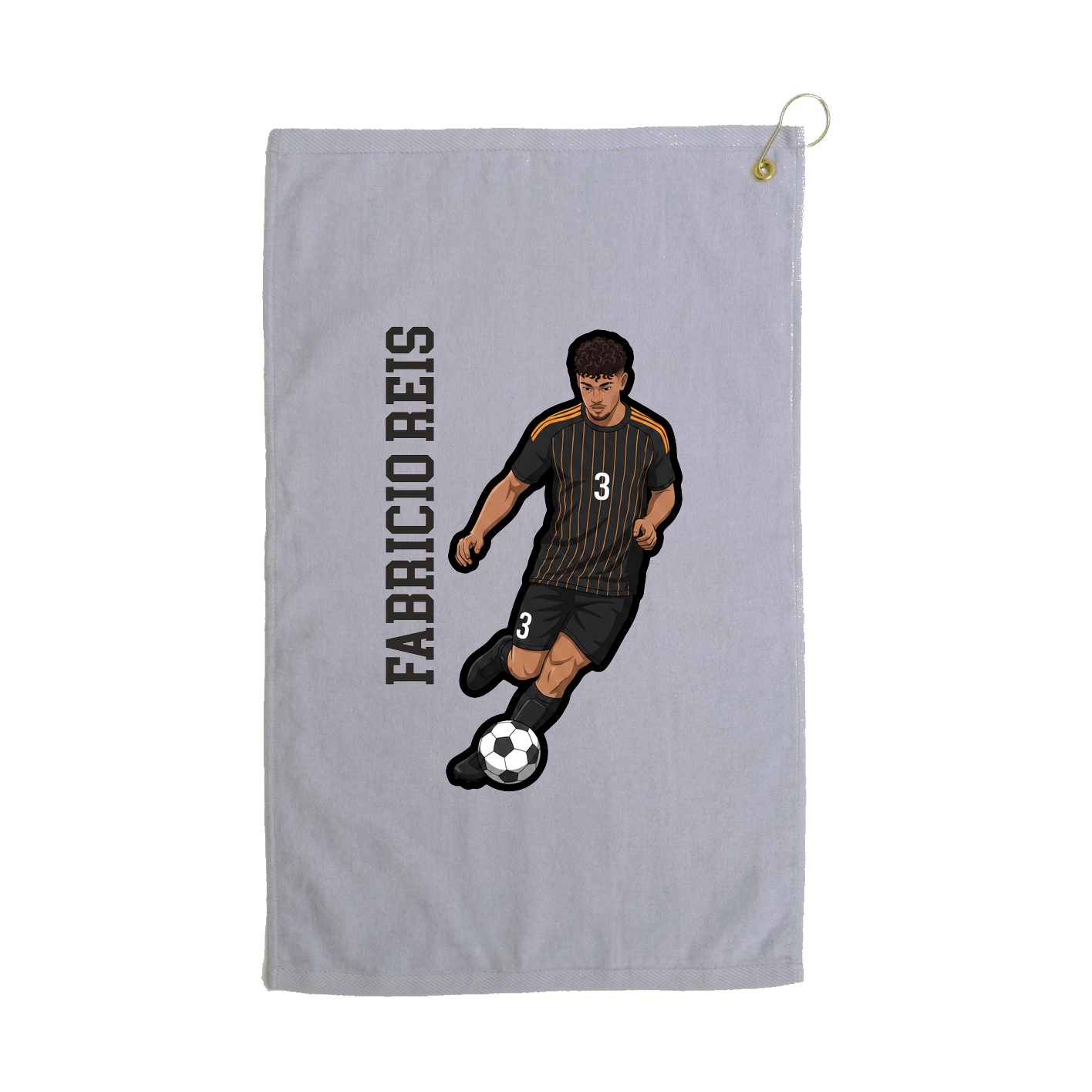 Golf Towel — Name Vertical in Grey