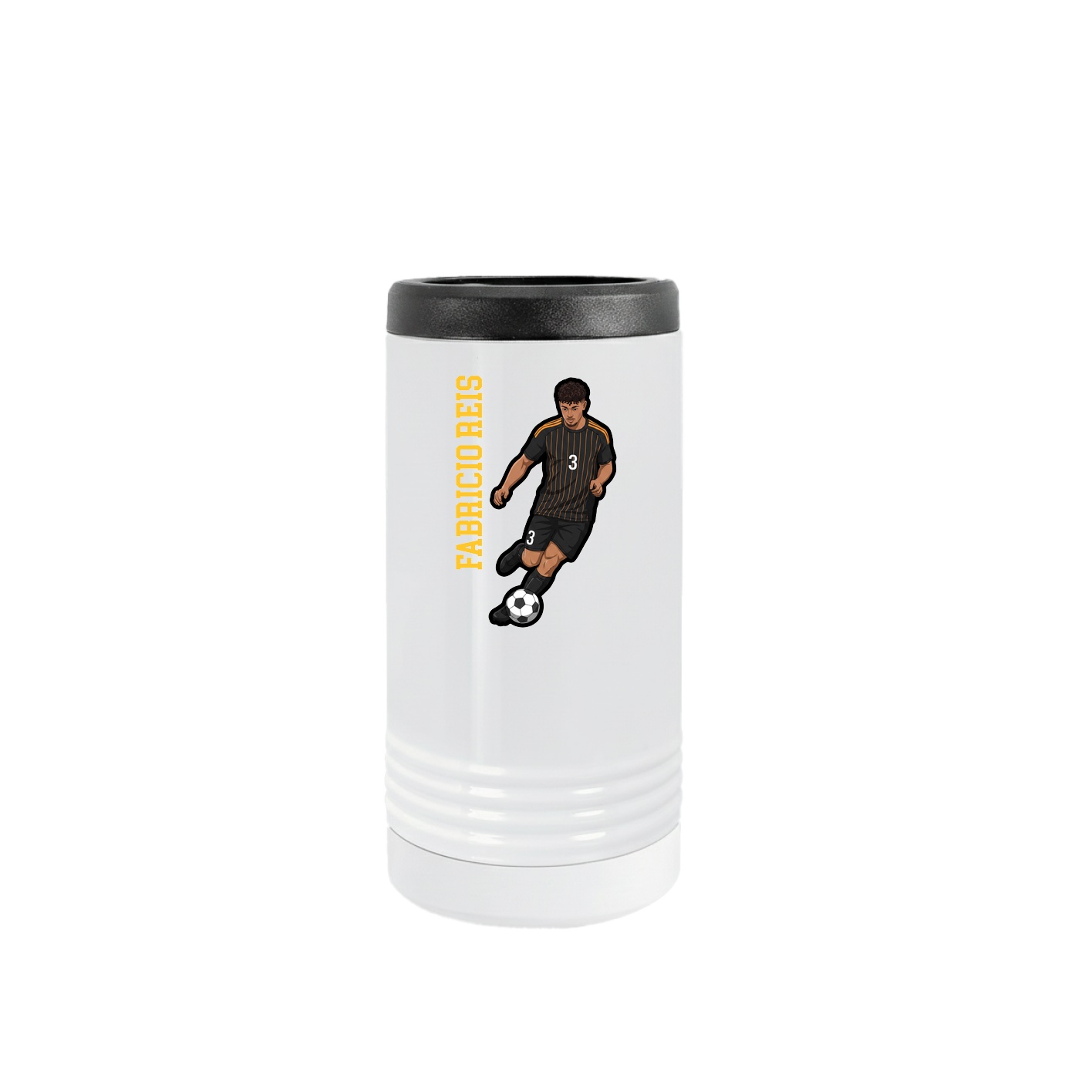 Slim Beverage Holder — Name Vertical in White