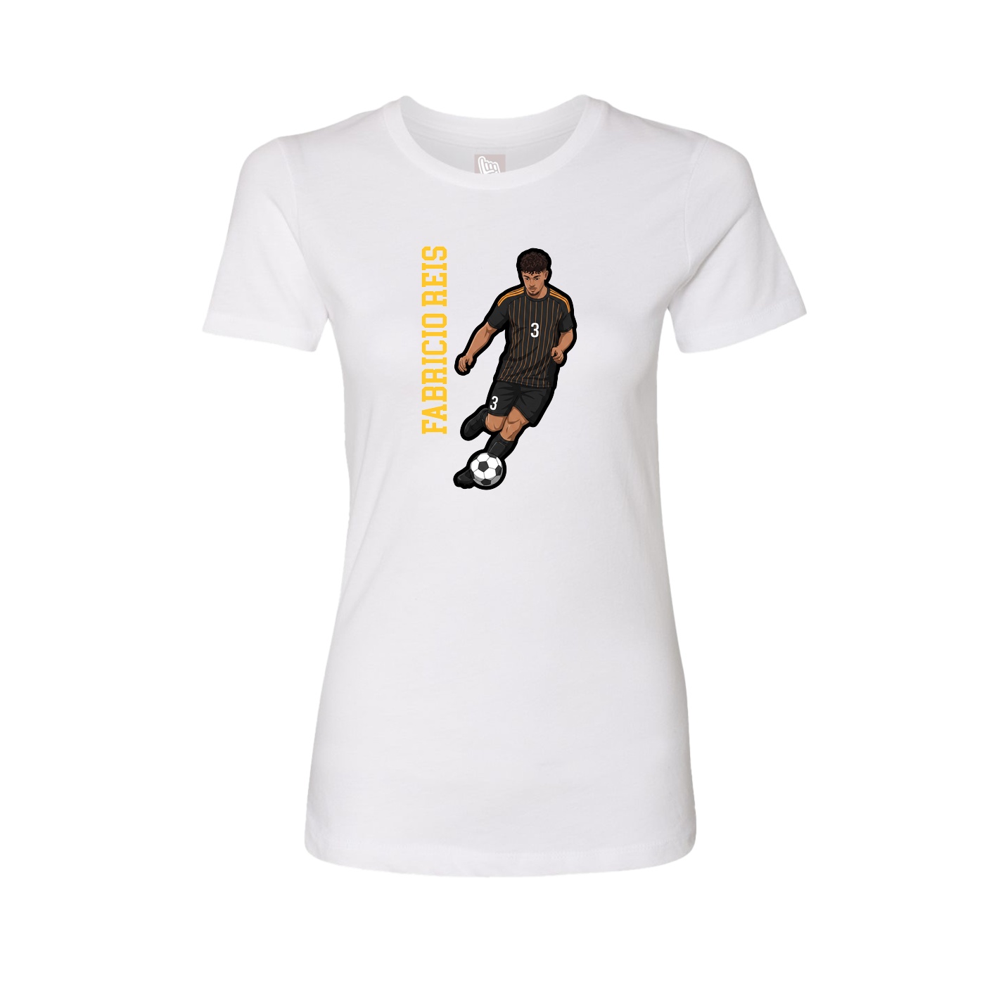 Fitted Women's Tee — Name Vertical in White