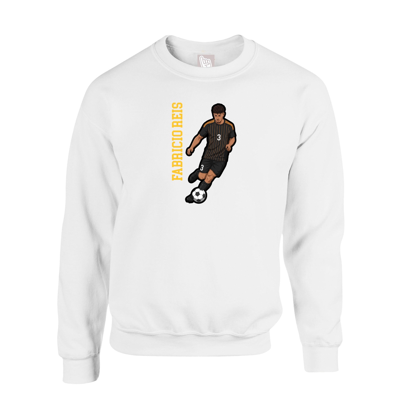 Fleece Crew — Name Vertical in White