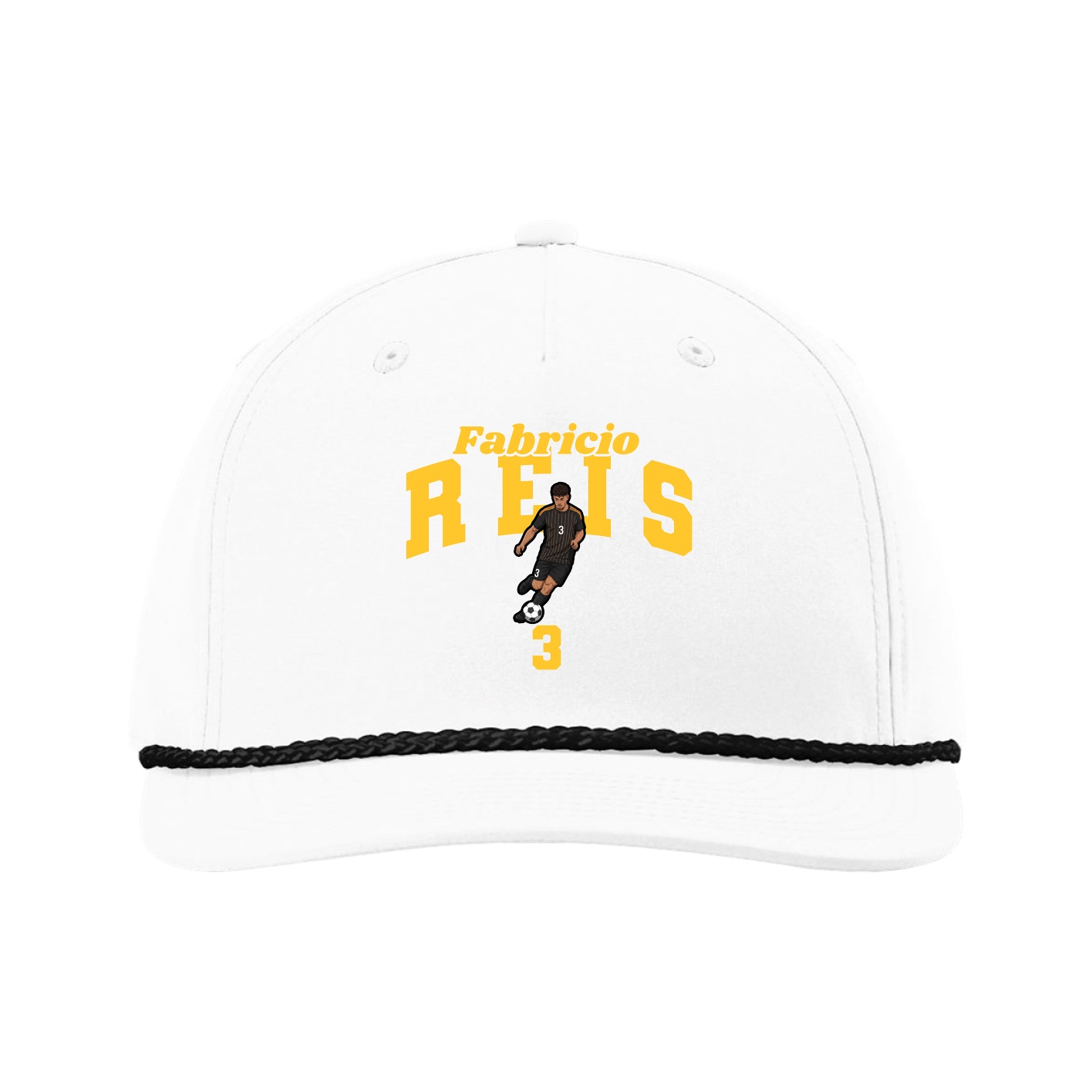 Five-Panel Classic Rope Cap — Signature Arch in White