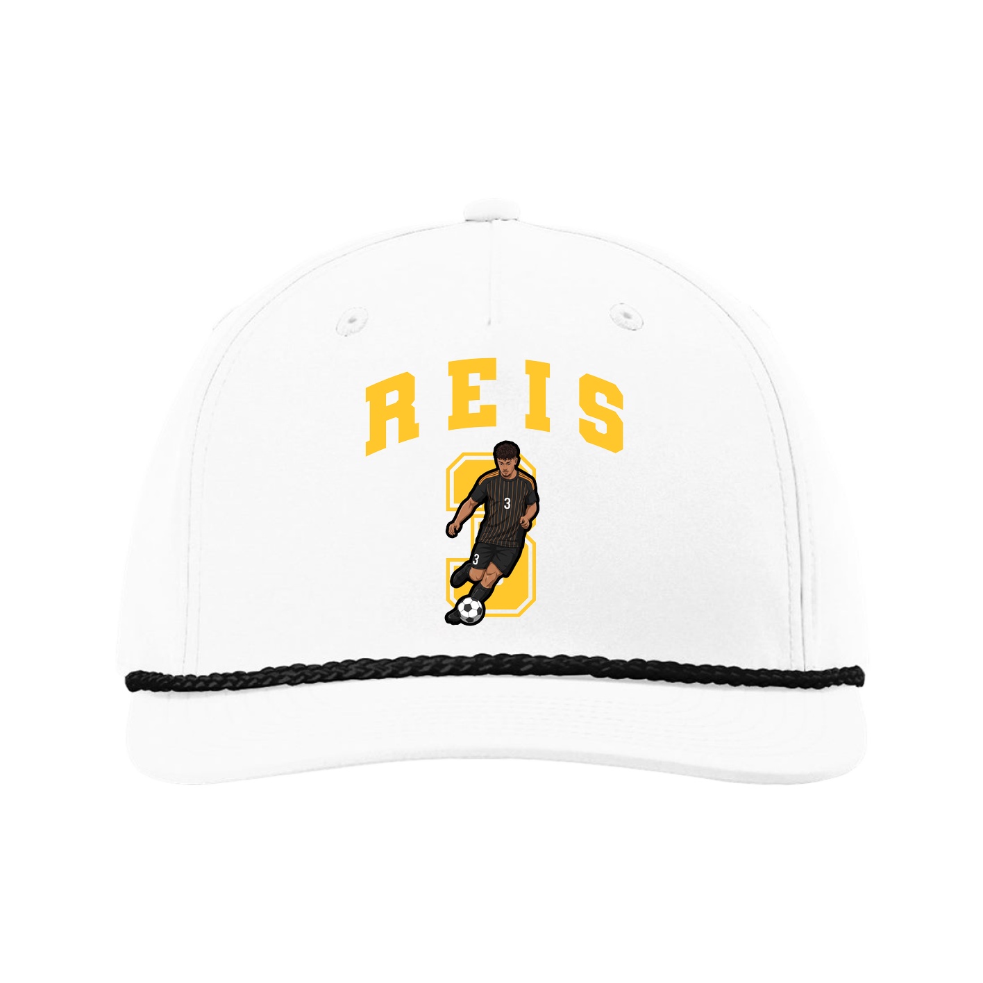 Five-Panel Classic Rope Cap — Number in White
