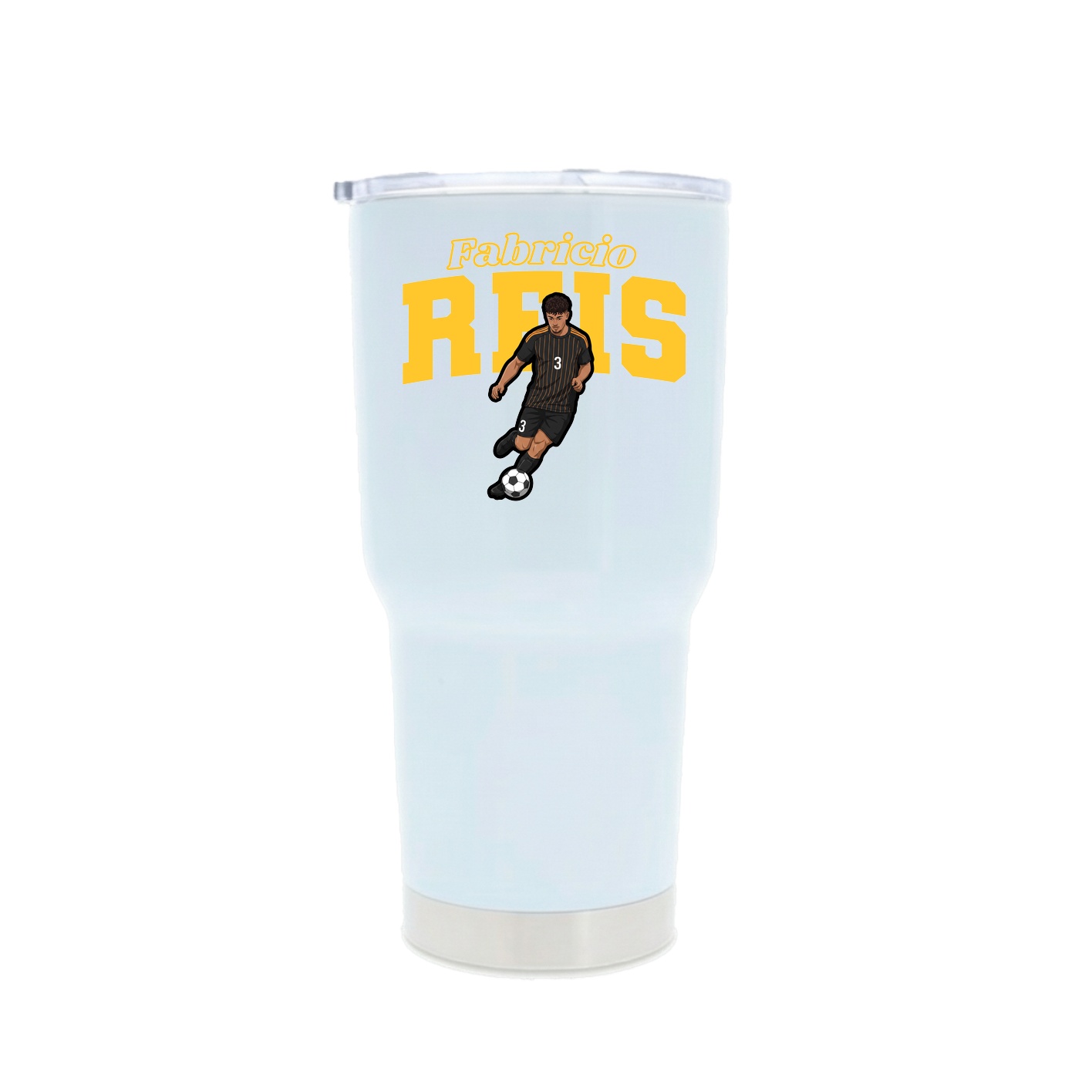 30oz Stainless Steel Tumbler — Name Arch in White
