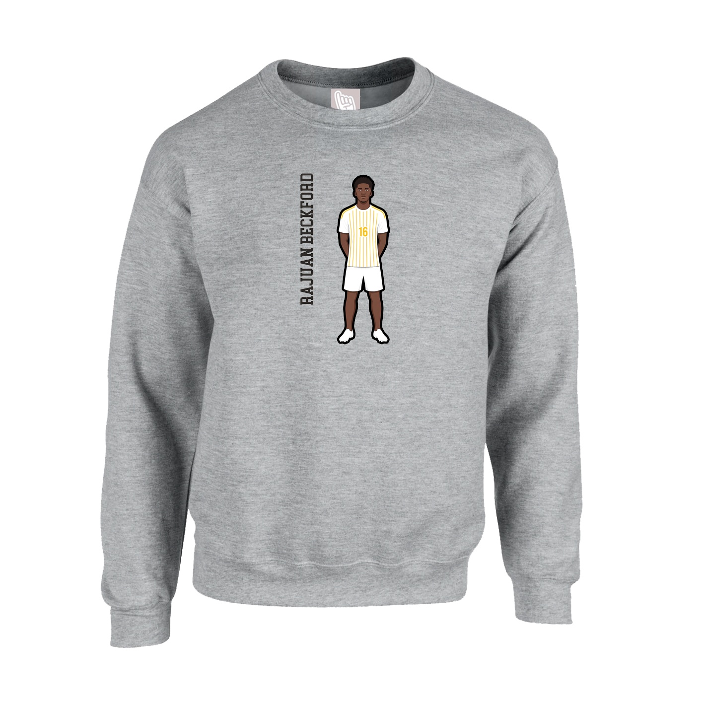 Fleece Crew — Name Vertical in Grey