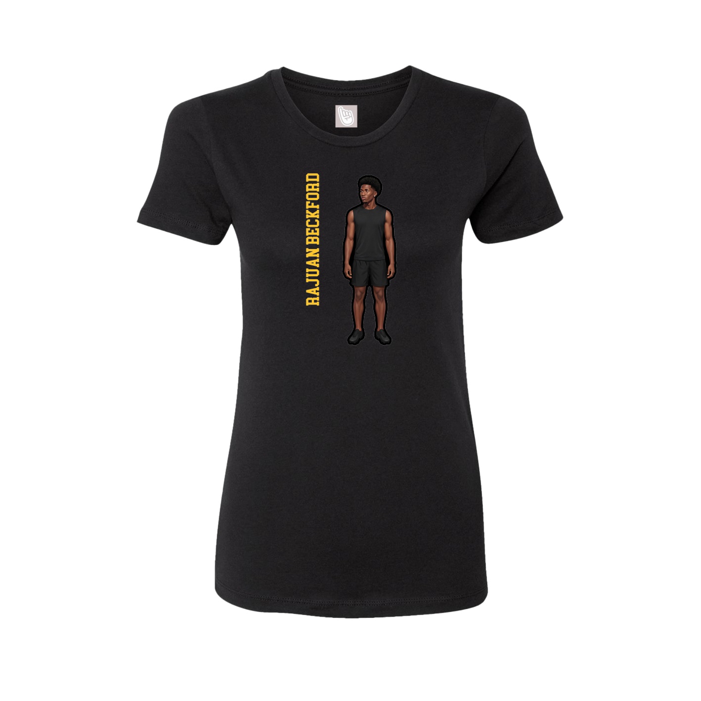 Womens Tee — Name Vertical in Black