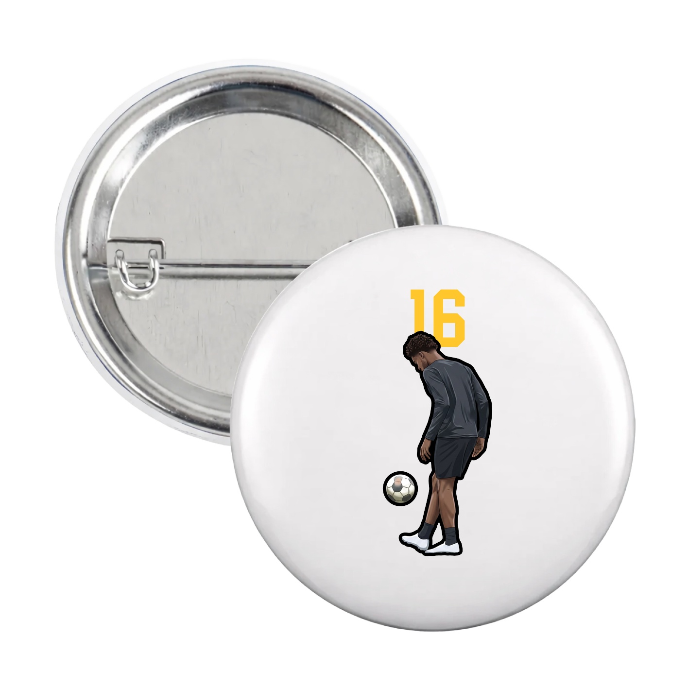 Game Day Button — Number Top in White