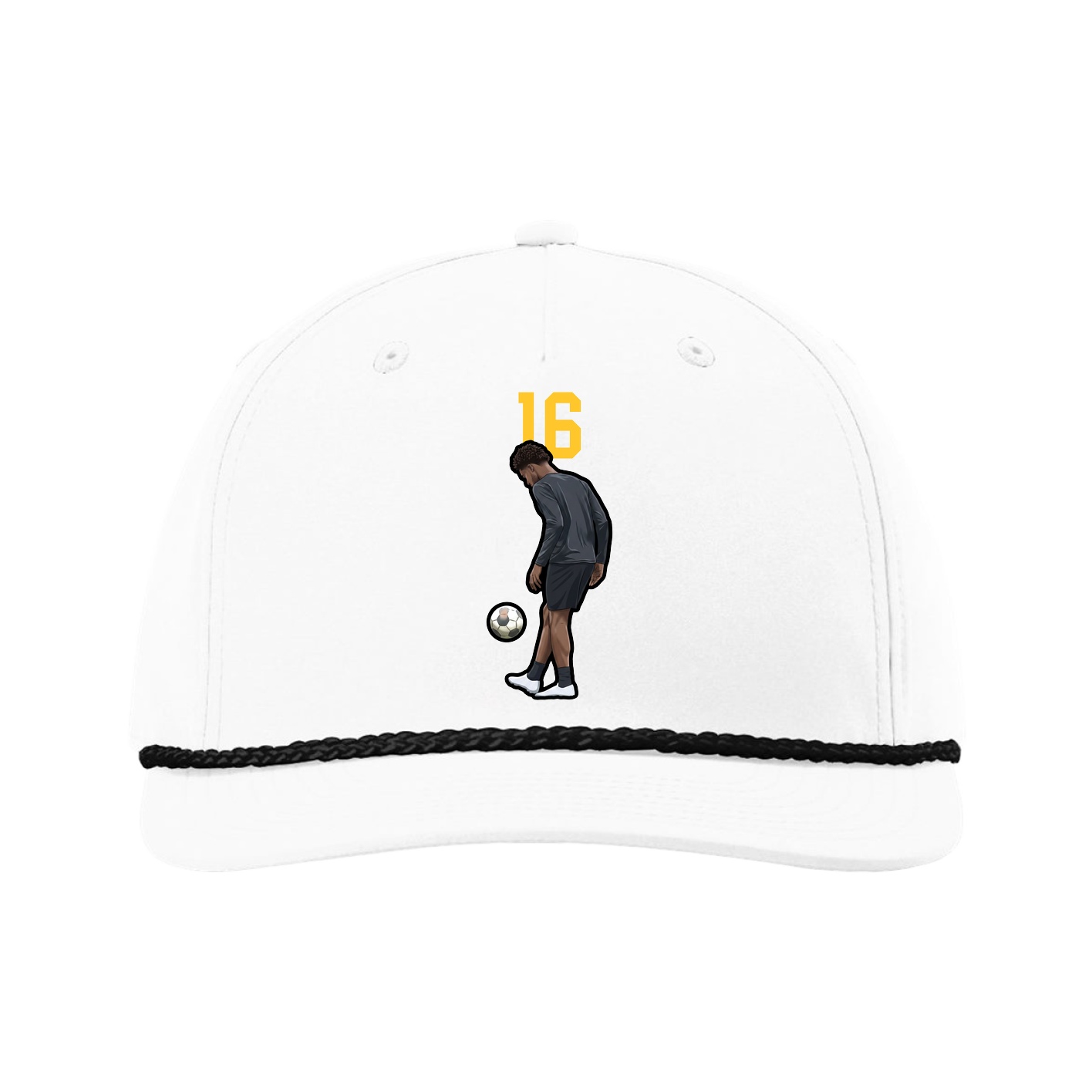 Five-Panel Classic Rope Cap — Number Top in White