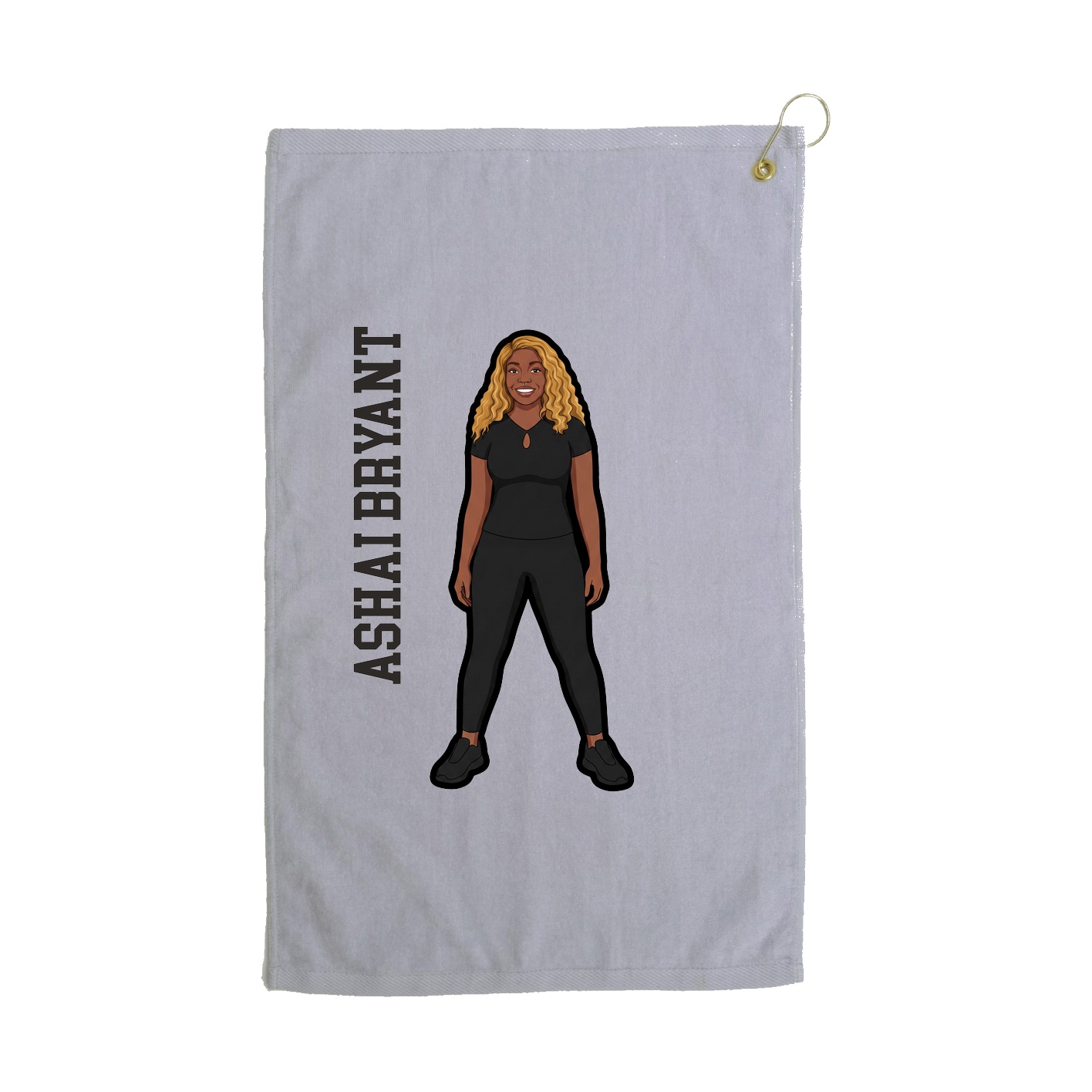 Golf Towel — Name Vertical in Grey