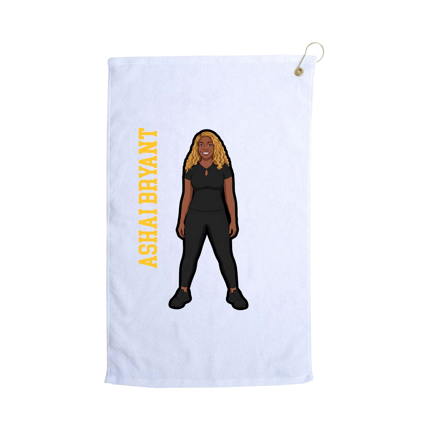 Golf Towel — Name Vertical in White