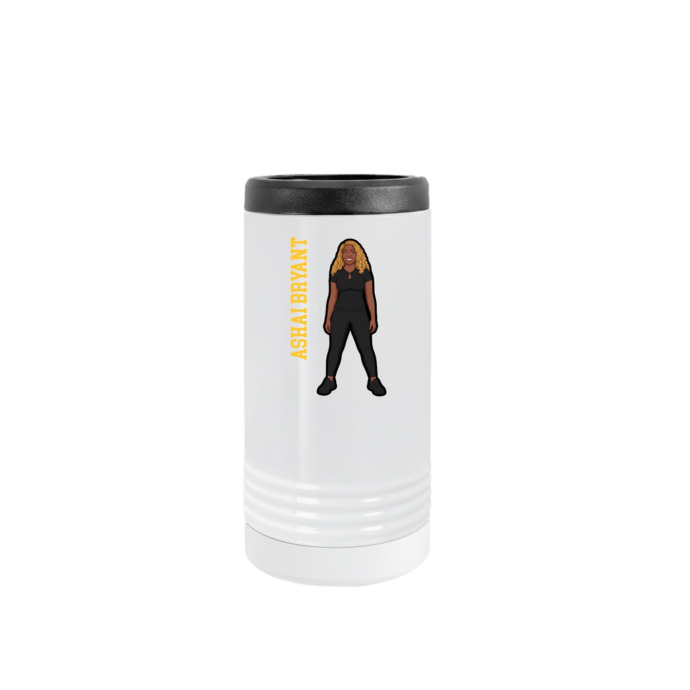 Slim Beverage Holder — Name Vertical in White